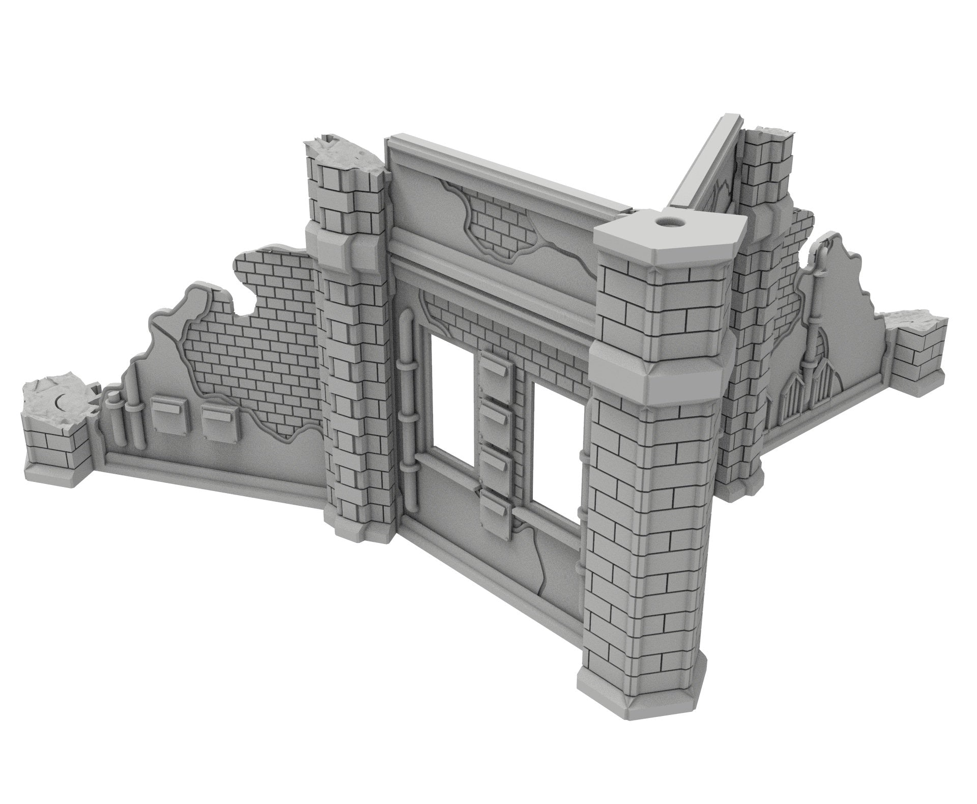 Civilian Ruined building printed in PLA and resin usable for warmachine, Damocles, One Page Rule, Firefight, infinity, scifi wargame...