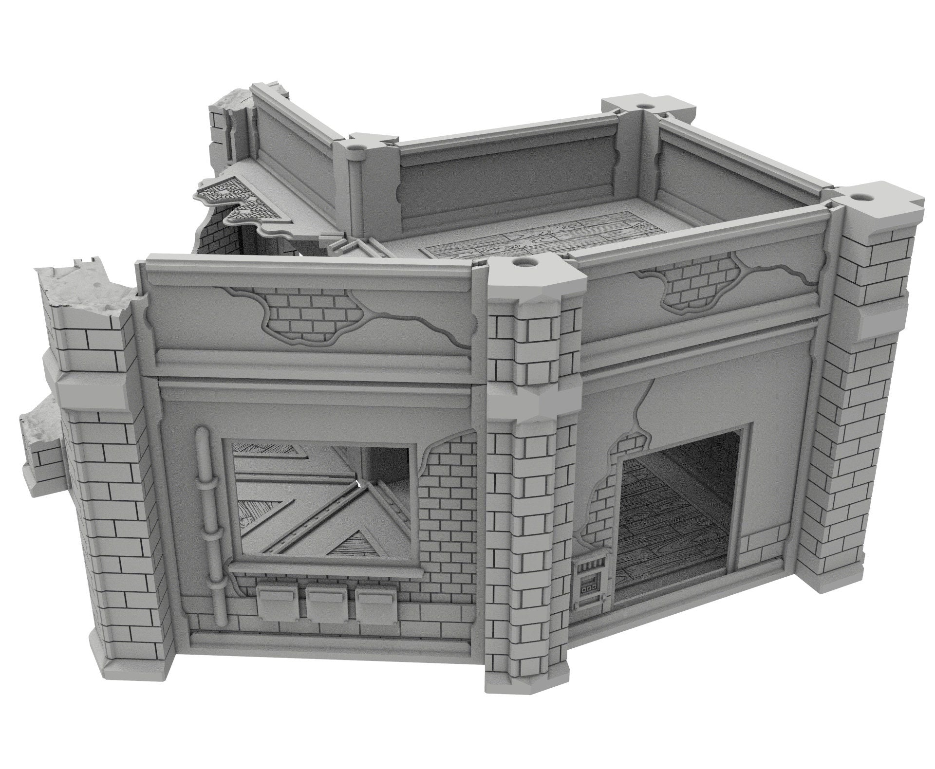 Civilian Ruined building printed in PLA and resin usable for warmachine, Damocles, One Page Rule, Firefight, infinity, scifi wargame...