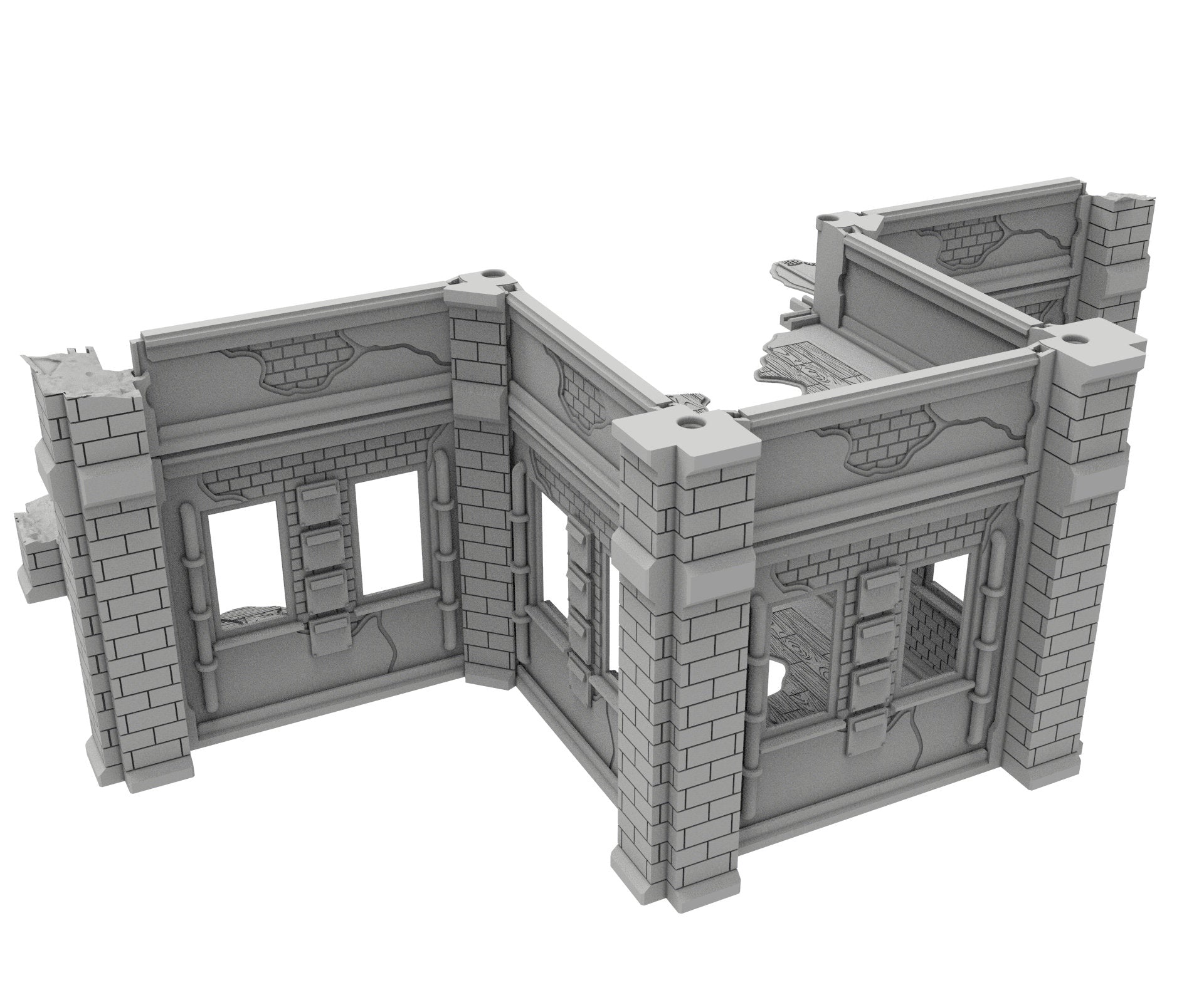 Civilian Ruined building printed in PLA and resin usable for warmachine, Damocles, One Page Rule, Firefight, infinity, scifi wargame...