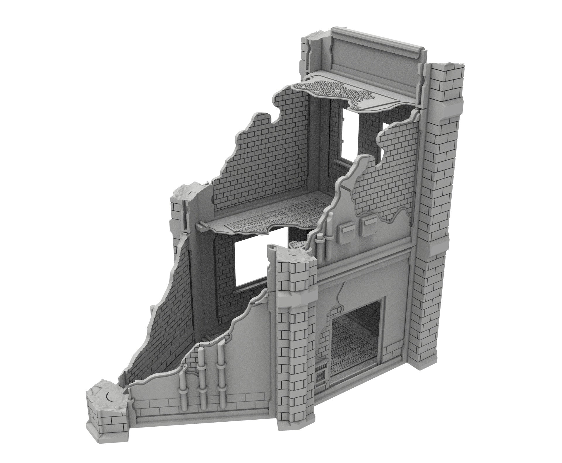 Civilian Ruined building printed in PLA and resin usable for warmachine, Damocles, One Page Rule, Firefight, infinity, scifi wargame...