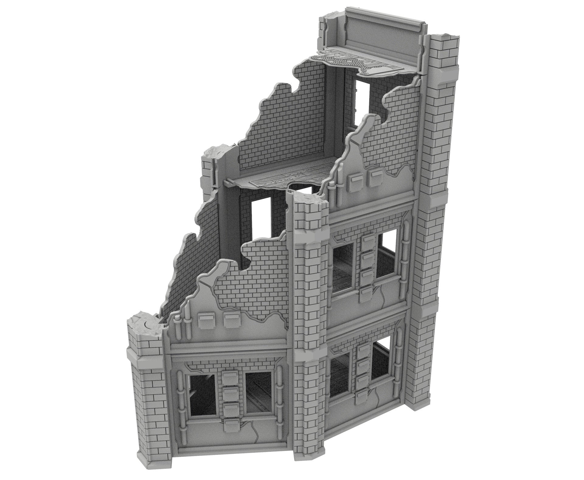 Civilian Ruined building printed in PLA and resin usable for warmachine, Damocles, One Page Rule, Firefight, infinity, scifi wargame...