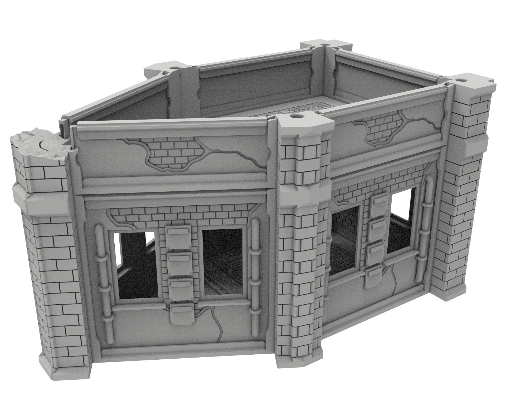 Civilian Ruined building printed in PLA and resin usable for warmachine, Damocles, One Page Rule, Firefight, infinity, scifi wargame...