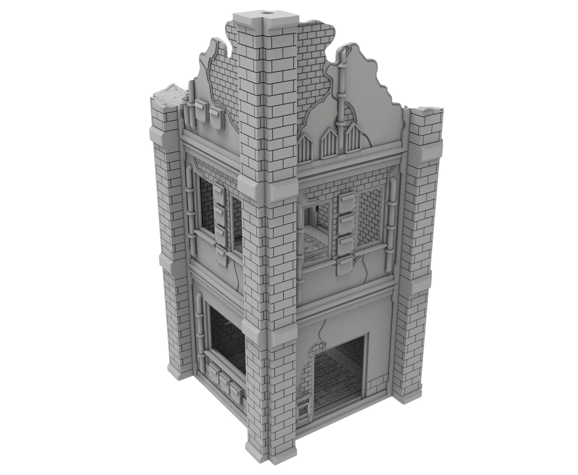 Civilian Ruined building printed in PLA and resin usable for warmachine, Damocles, One Page Rule, Firefight, infinity, scifi wargame...