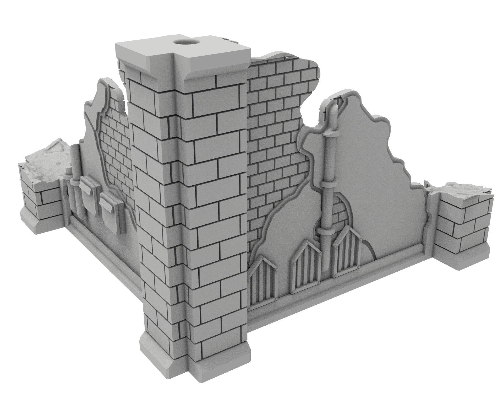 Civilian Ruined building printed in PLA and resin usable for warmachine, Damocles, One Page Rule, Firefight, infinity, scifi wargame...