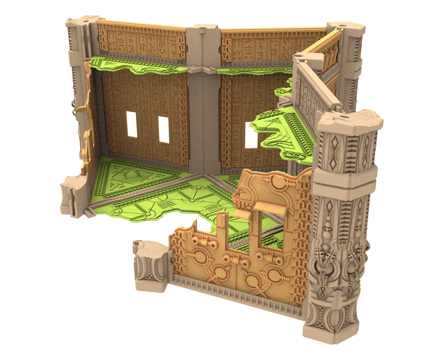 Cinan Haven Ruined building printed in PLA and resin usable for warmachine, Damocles, One Page Rule, Firefight, infinity, scifi wargame...