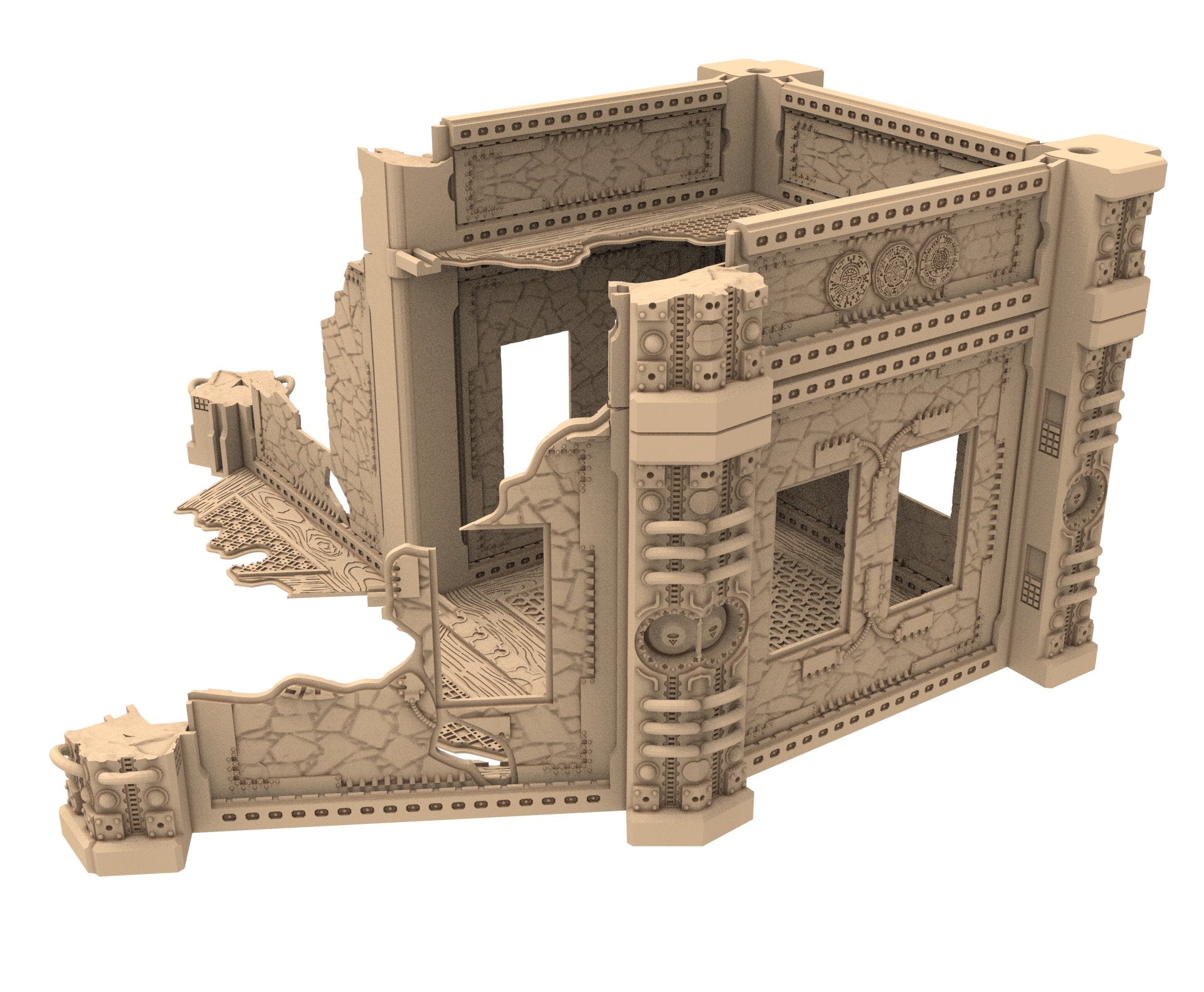 Commercial Outpost Latino Ruined building in PLA and resin for warmachine, Damocles, One Page Rule, Firefight, infinity, scifi wargame...