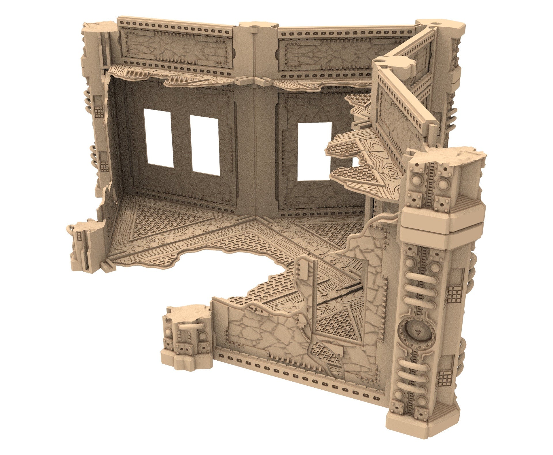 Commercial Outpost Latino Ruined building in PLA and resin for warmachine, Damocles, One Page Rule, Firefight, infinity, scifi wargame...