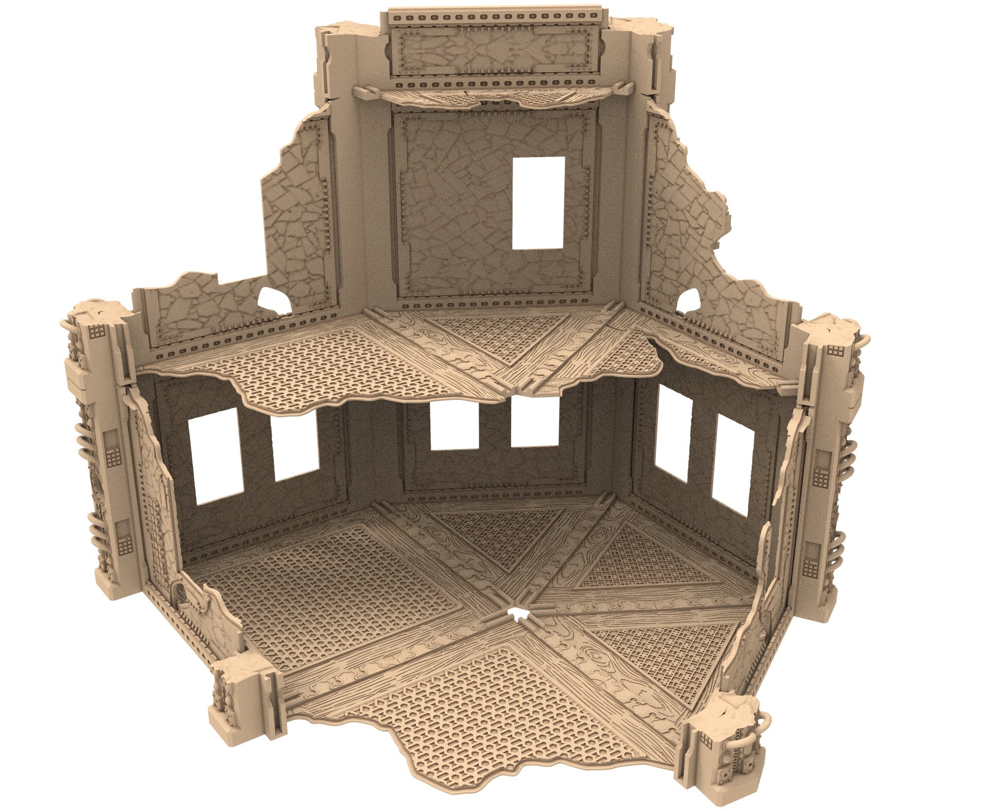 Commercial Outpost Latino Ruined building in PLA and resin for warmachine, Damocles, One Page Rule, Firefight, infinity, scifi wargame...