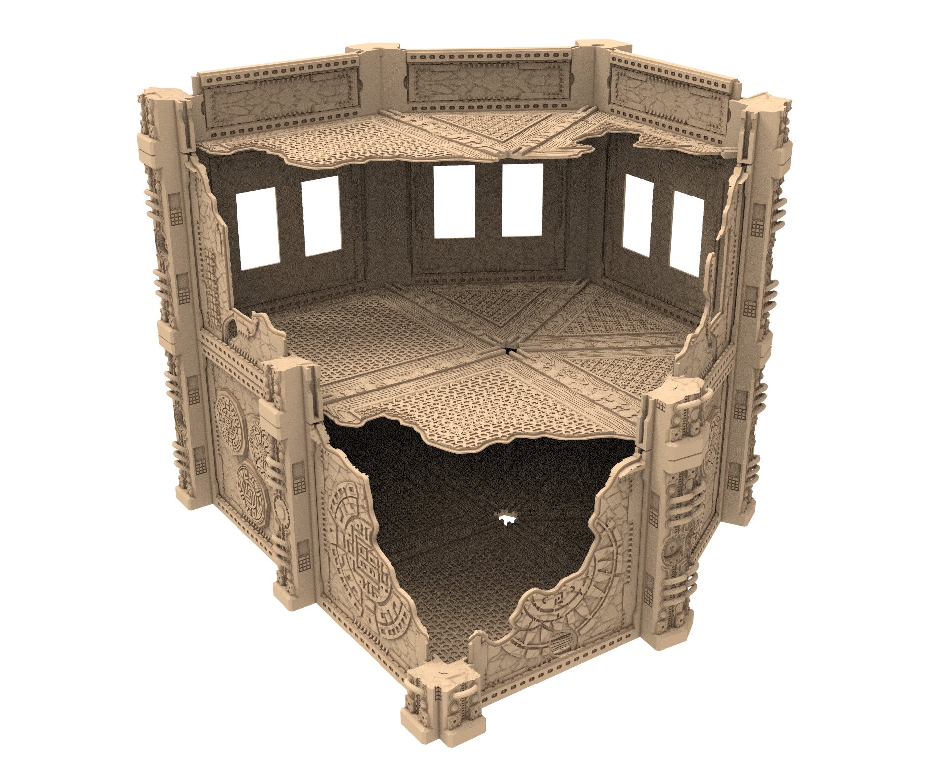 Commercial Outpost Latino Ruined building in PLA and resin for warmachine, Damocles, One Page Rule, Firefight, infinity, scifi wargame...