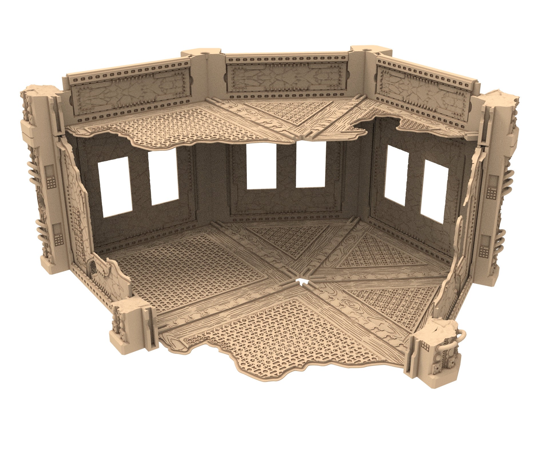 Commercial Outpost Latino Ruined building in PLA and resin for warmachine, Damocles, One Page Rule, Firefight, infinity, scifi wargame...