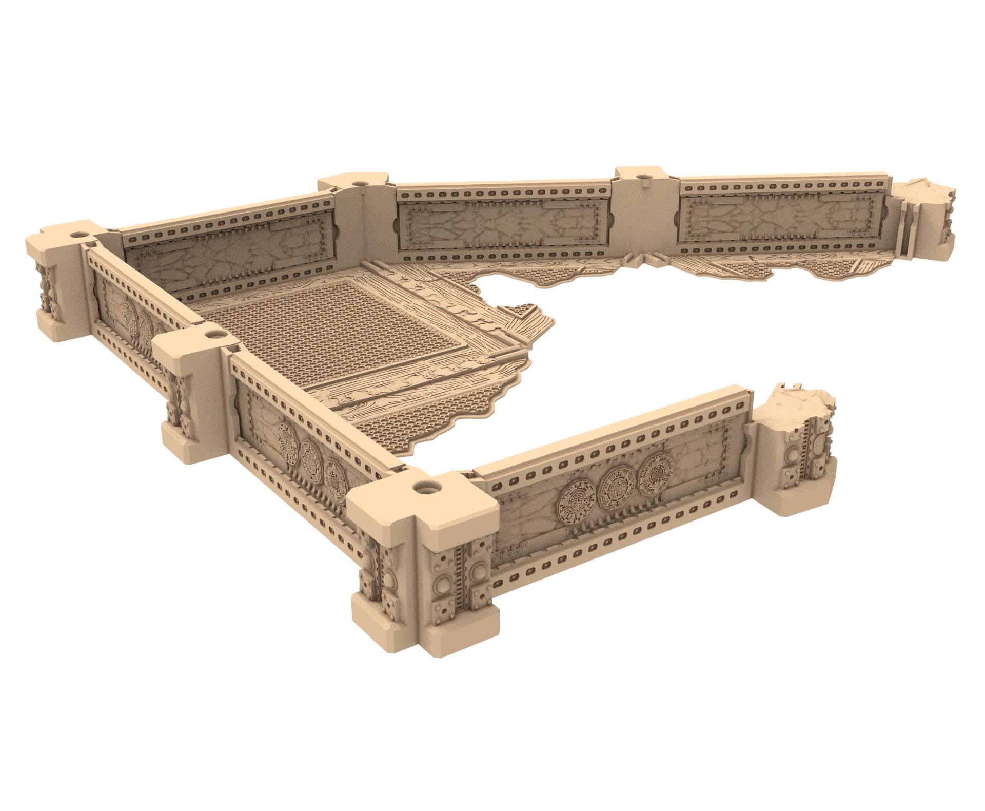Commercial Outpost Latino Ruined building in PLA and resin for warmachine, Damocles, One Page Rule, Firefight, infinity, scifi wargame...