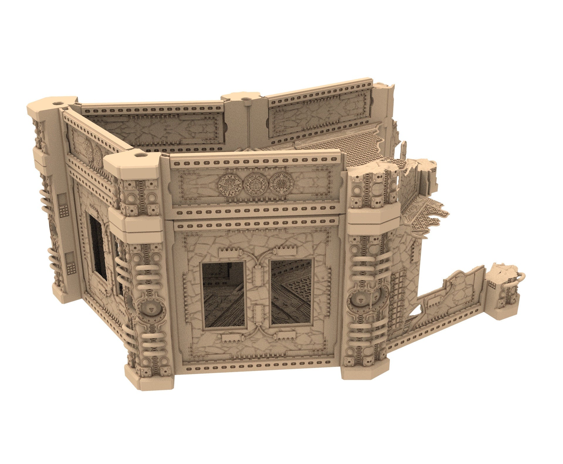 Commercial Outpost Latino Ruined building in PLA and resin for warmachine, Damocles, One Page Rule, Firefight, infinity, scifi wargame...