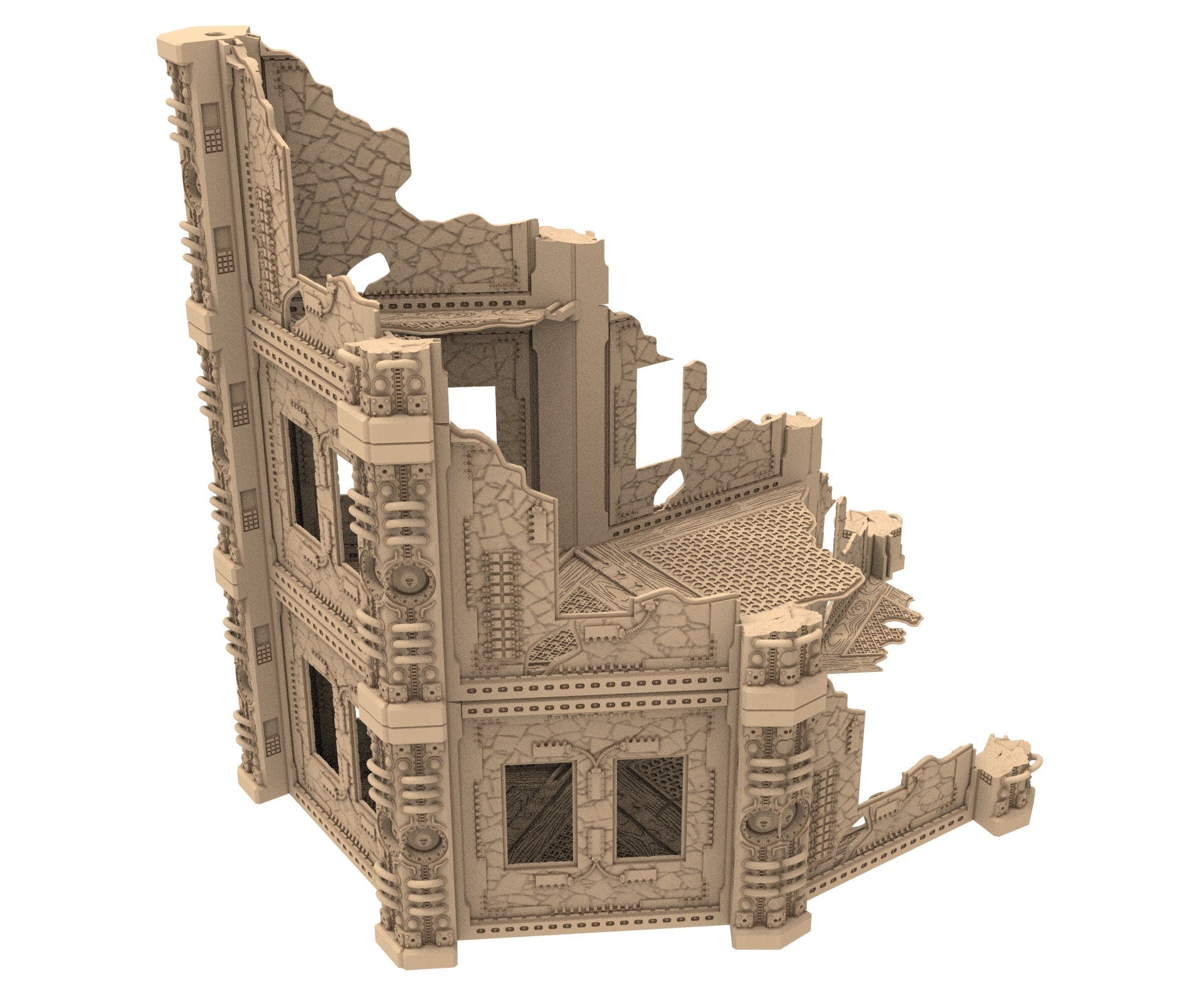 Commercial Outpost Latino Ruined building in PLA and resin for warmachine, Damocles, One Page Rule, Firefight, infinity, scifi wargame...