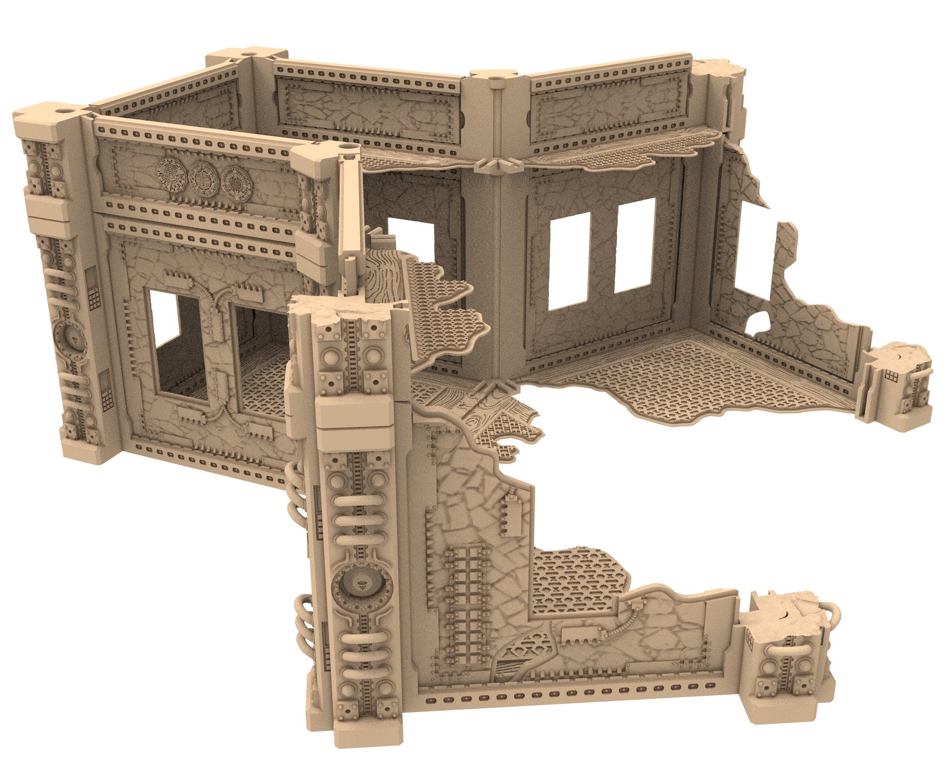 Commercial Outpost Latino Ruined building in PLA and resin for warmachine, Damocles, One Page Rule, Firefight, infinity, scifi wargame...