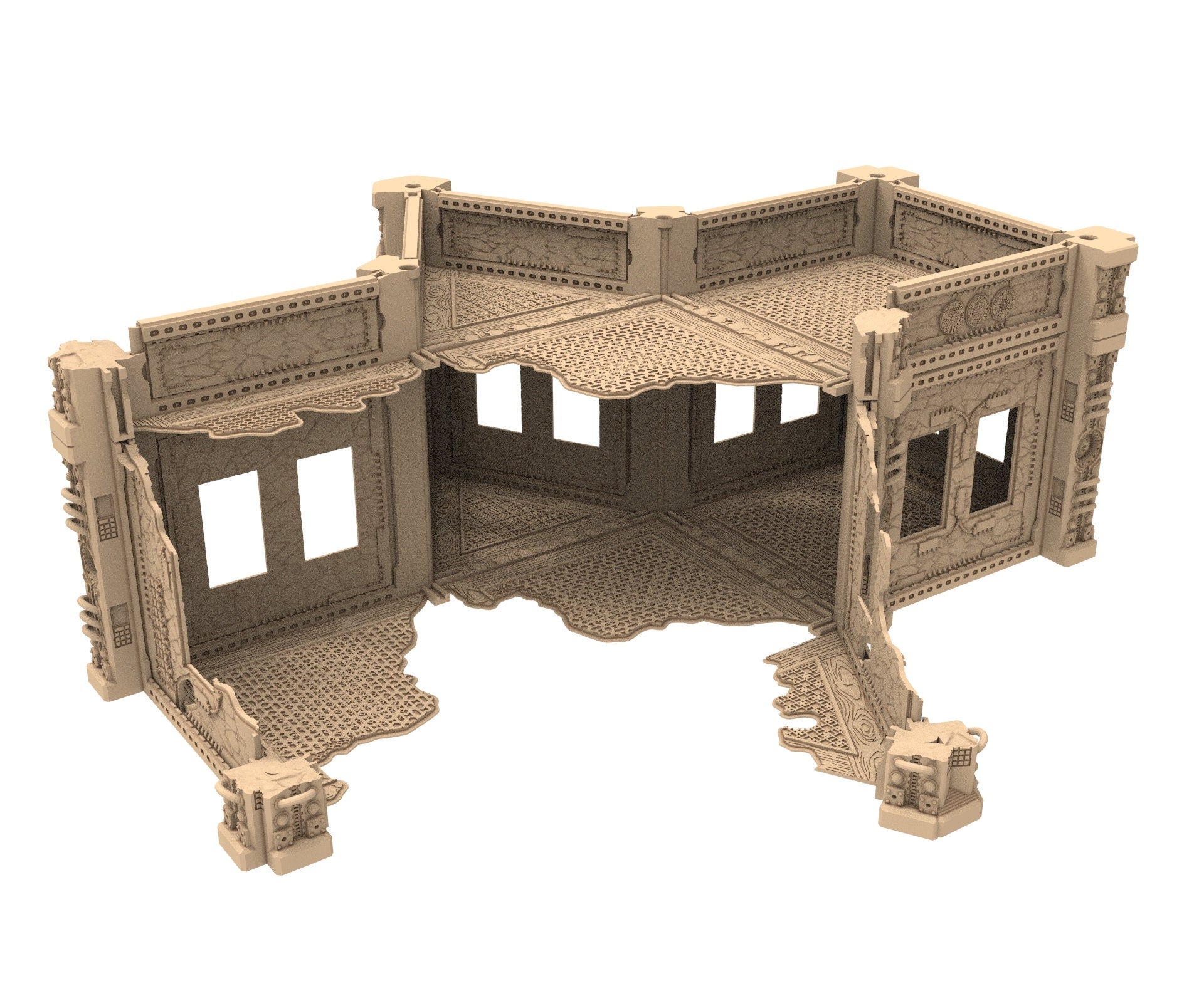 Commercial Outpost Latino Ruined building in PLA and resin for warmachine, Damocles, One Page Rule, Firefight, infinity, scifi wargame...