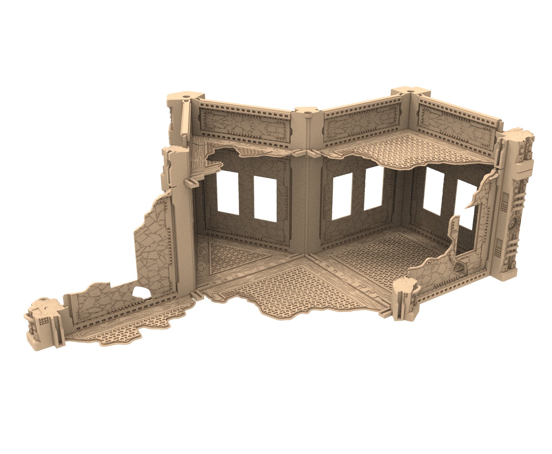 Commercial Outpost Latino Ruined building in PLA and resin for warmachine, Damocles, One Page Rule, Firefight, infinity, scifi wargame...