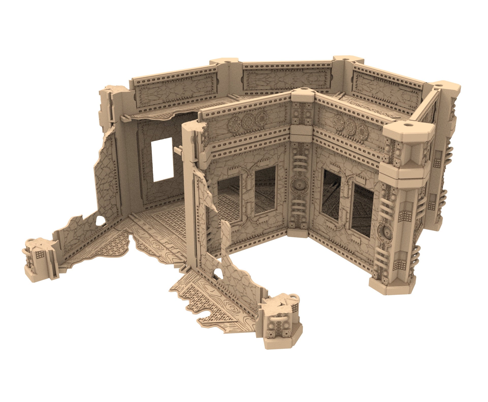 Commercial Outpost Latino Ruined building in PLA and resin for warmachine, Damocles, One Page Rule, Firefight, infinity, scifi wargame...