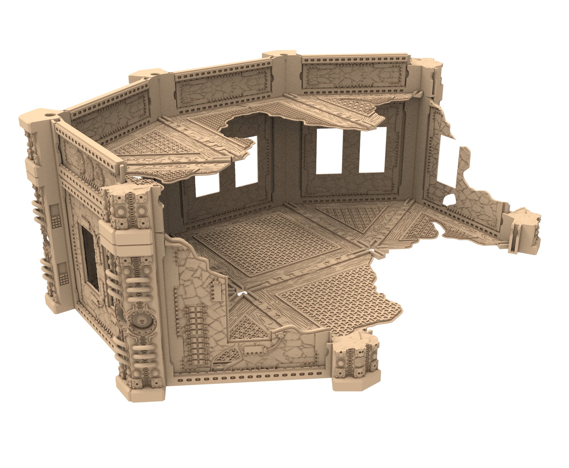 Commercial Outpost Latino Ruined building in PLA and resin for warmachine, Damocles, One Page Rule, Firefight, infinity, scifi wargame...