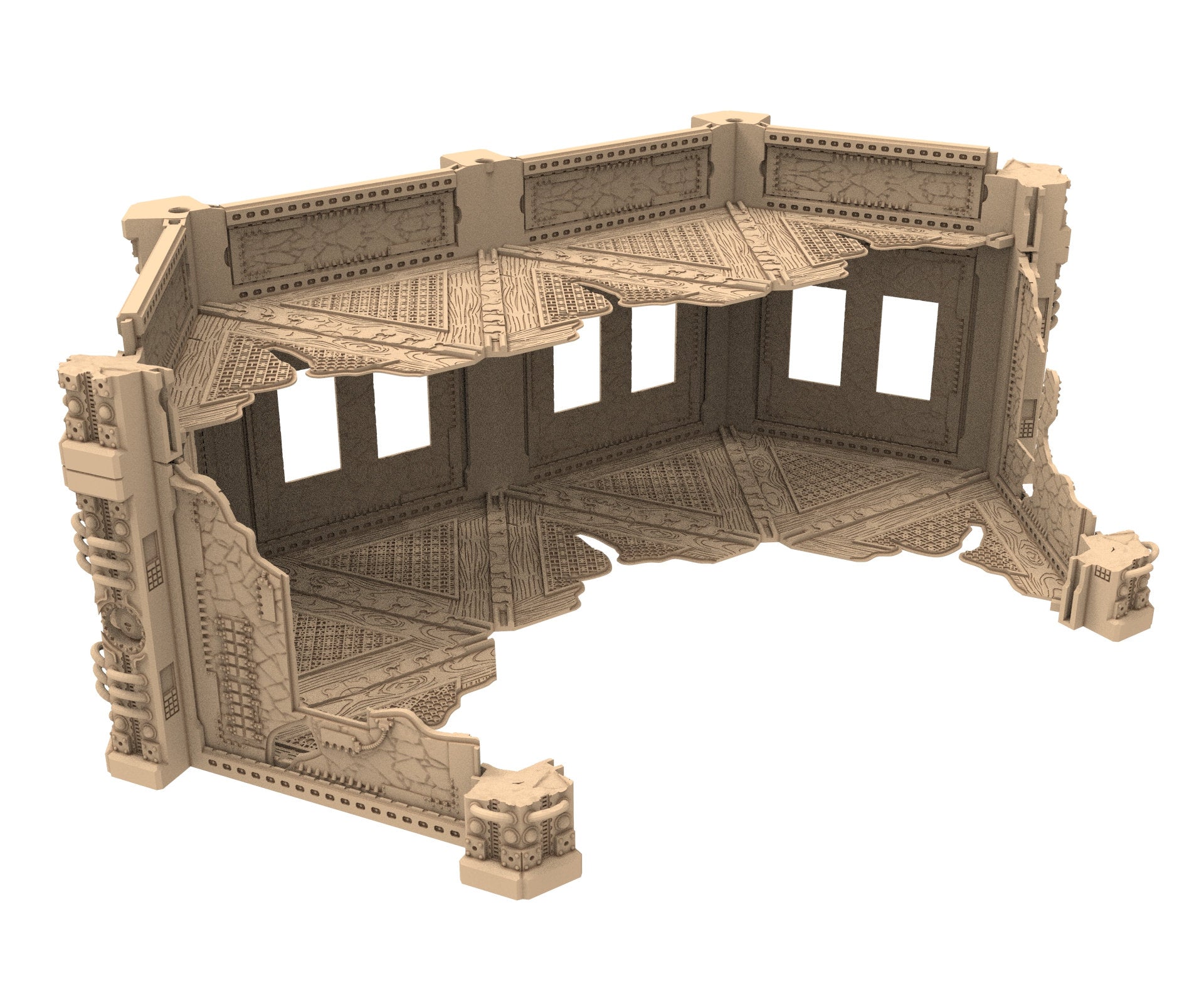 Commercial Outpost Latino Ruined building in PLA and resin for warmachine, Damocles, One Page Rule, Firefight, infinity, scifi wargame...