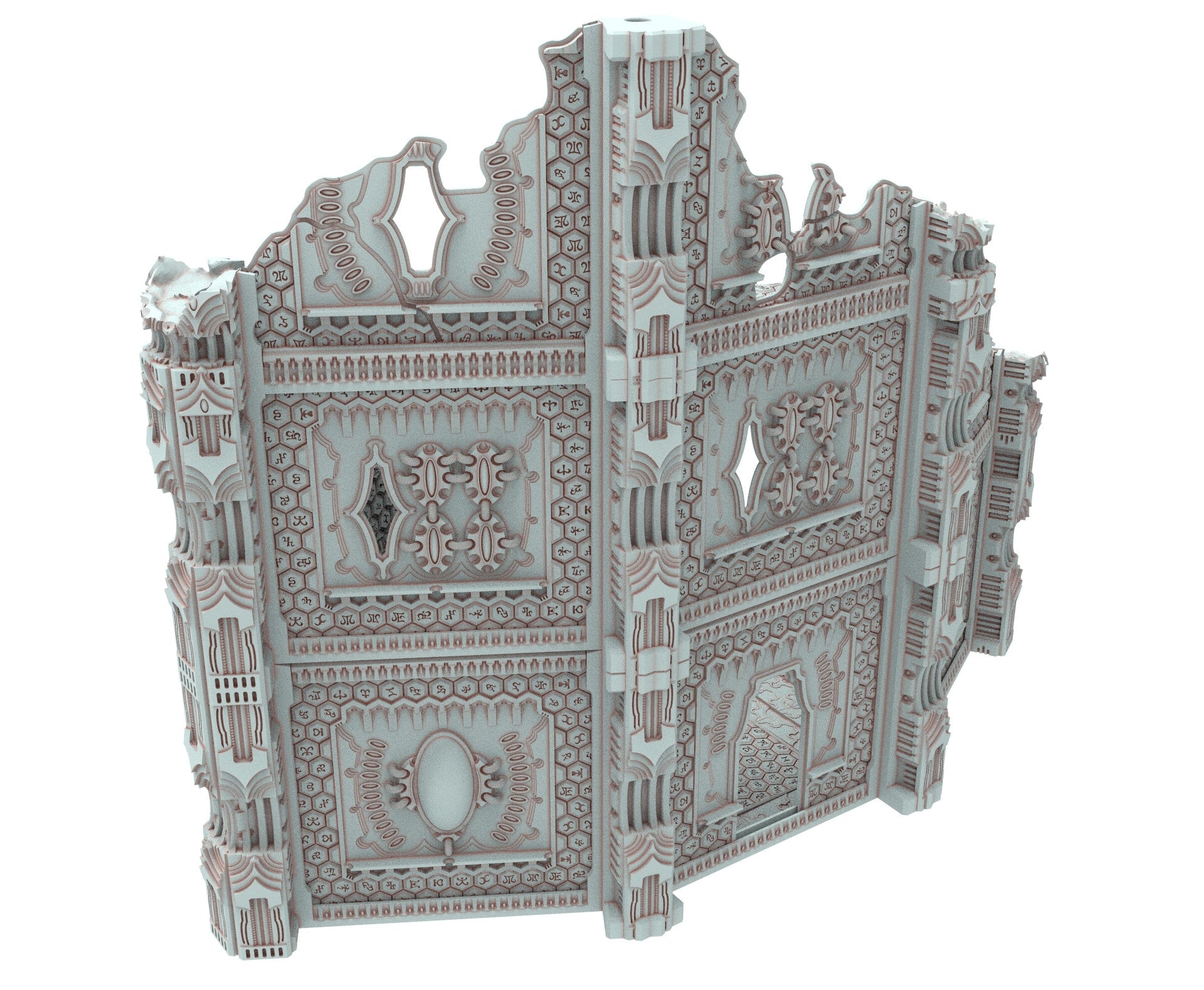 Dark city Ruined building elves eldar in PLA and resin usable for warmachine, Damocles, One Page Rule, Firefight, infinity, scifi wargame...