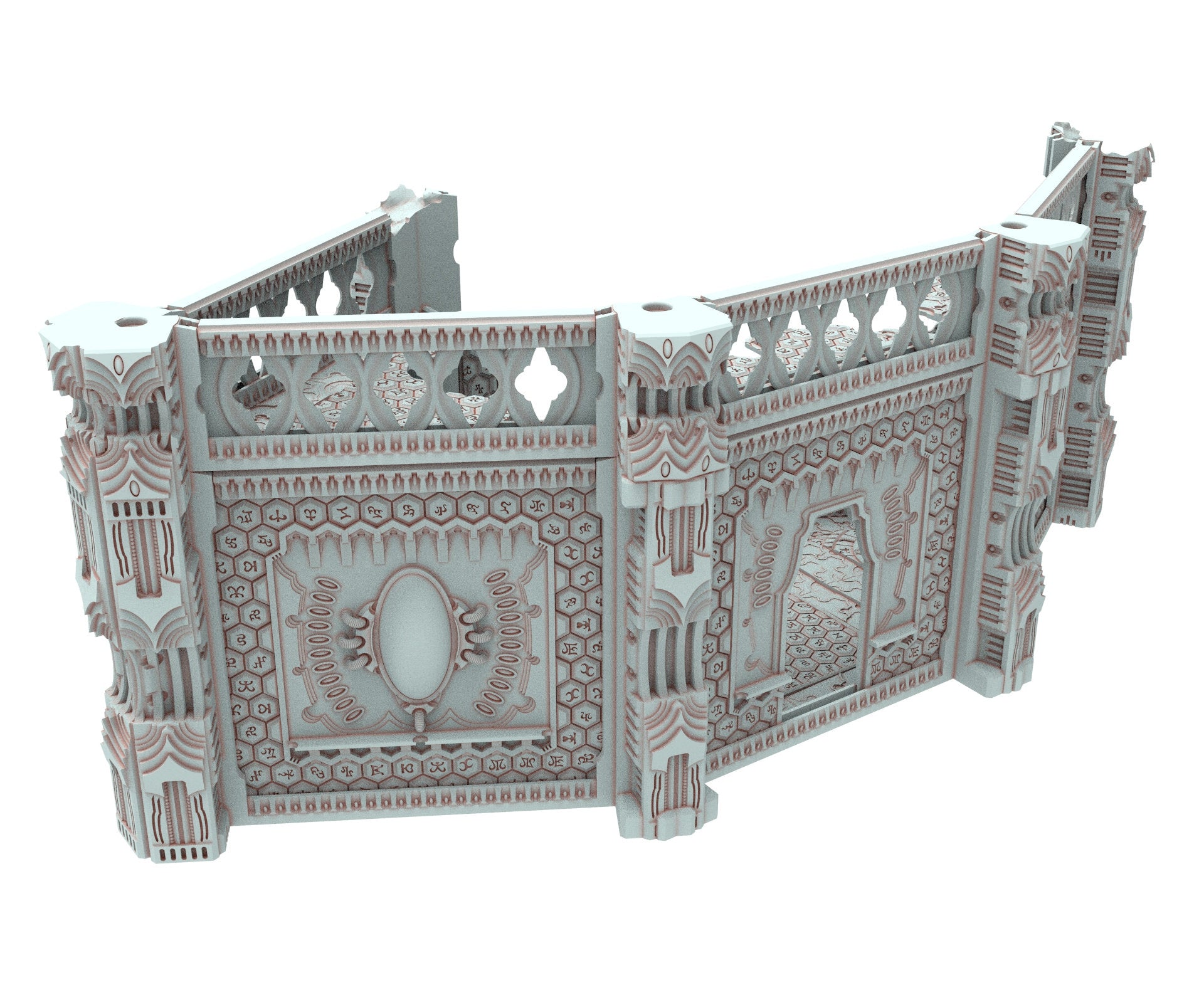 Dark city Ruined building elves eldar in PLA and resin usable for warmachine, Damocles, One Page Rule, Firefight, infinity, scifi wargame...