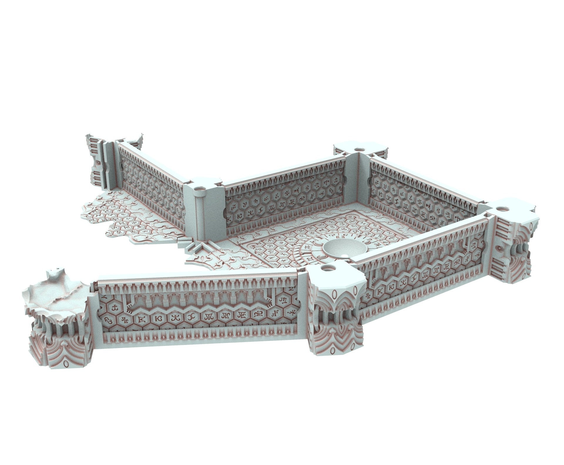 Dark city Ruined building elves eldar in PLA and resin usable for warmachine, Damocles, One Page Rule, Firefight, infinity, scifi wargame...