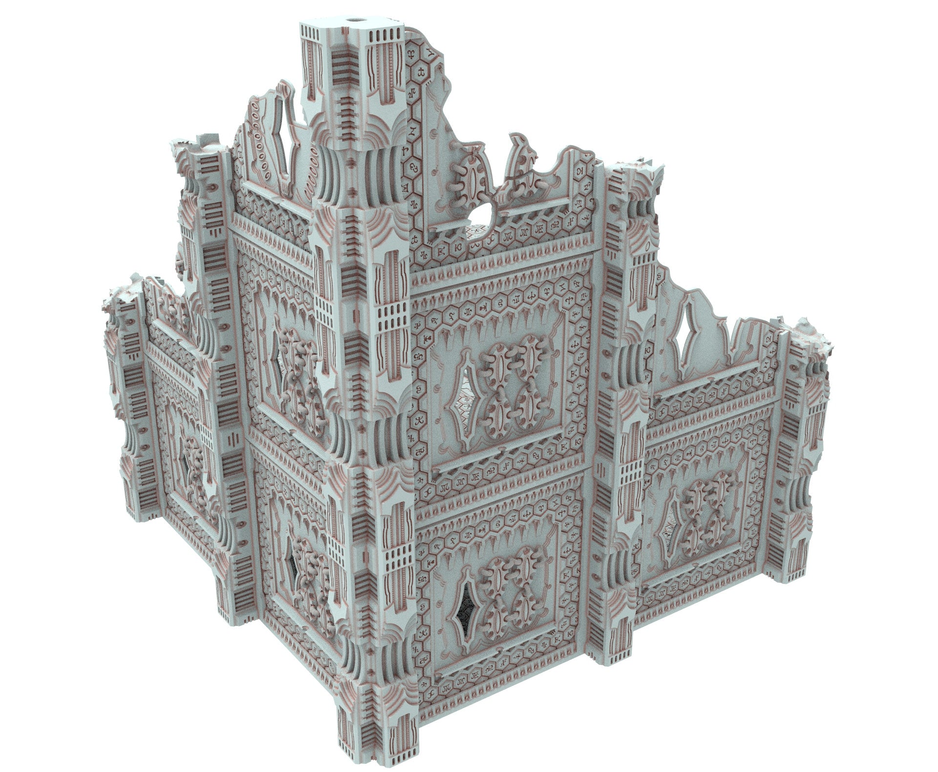 Dark city Ruined building elves eldar in PLA and resin usable for warmachine, Damocles, One Page Rule, Firefight, infinity, scifi wargame...