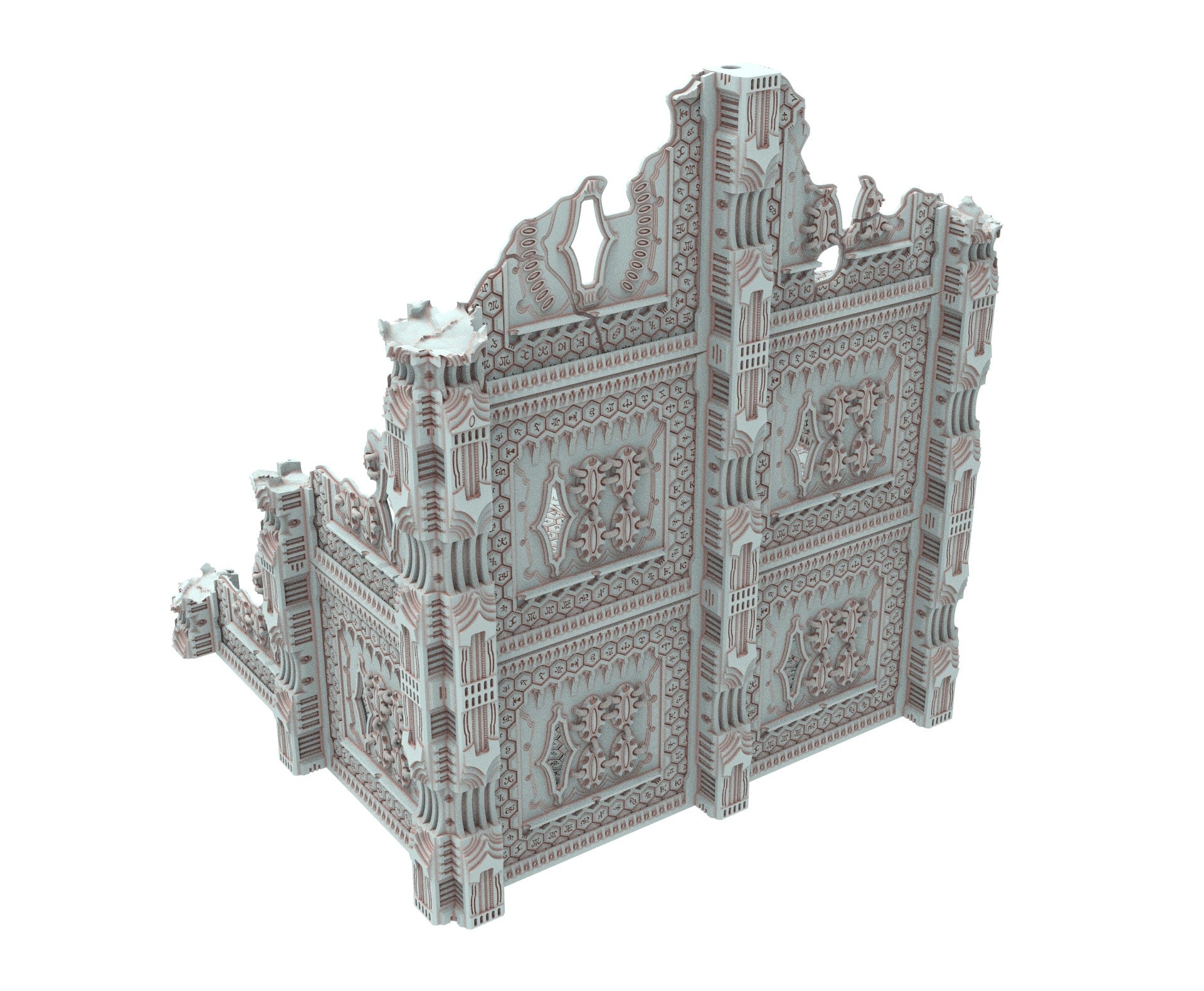 Dark city Ruined building elves eldar in PLA and resin usable for warmachine, Damocles, One Page Rule, Firefight, infinity, scifi wargame...