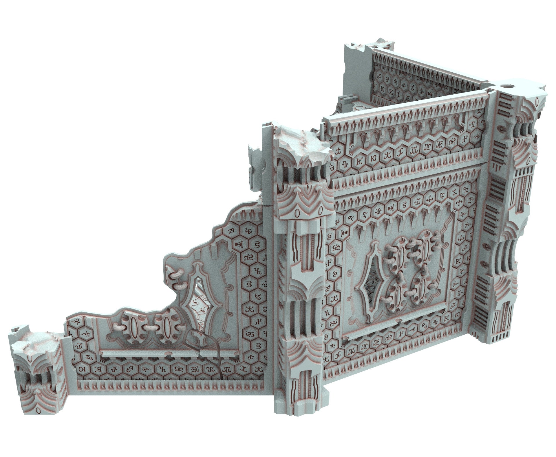 Dark city Ruined building elves eldar in PLA and resin usable for warmachine, Damocles, One Page Rule, Firefight, infinity, scifi wargame...