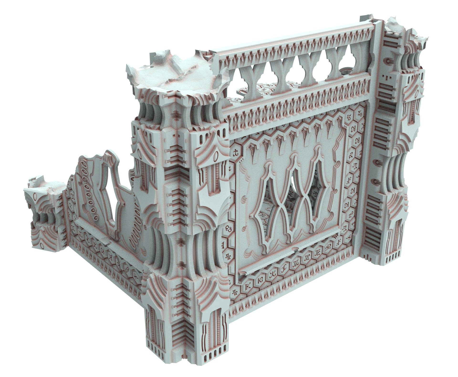 Dark city Ruined building elves eldar in PLA and resin usable for warmachine, Damocles, One Page Rule, Firefight, infinity, scifi wargame...