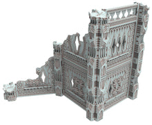 Load image into Gallery viewer, Dark city Ruined building elves eldar in PLA and resin usable for warmachine, Damocles, One Page Rule, Firefight, infinity, scifi wargame...
