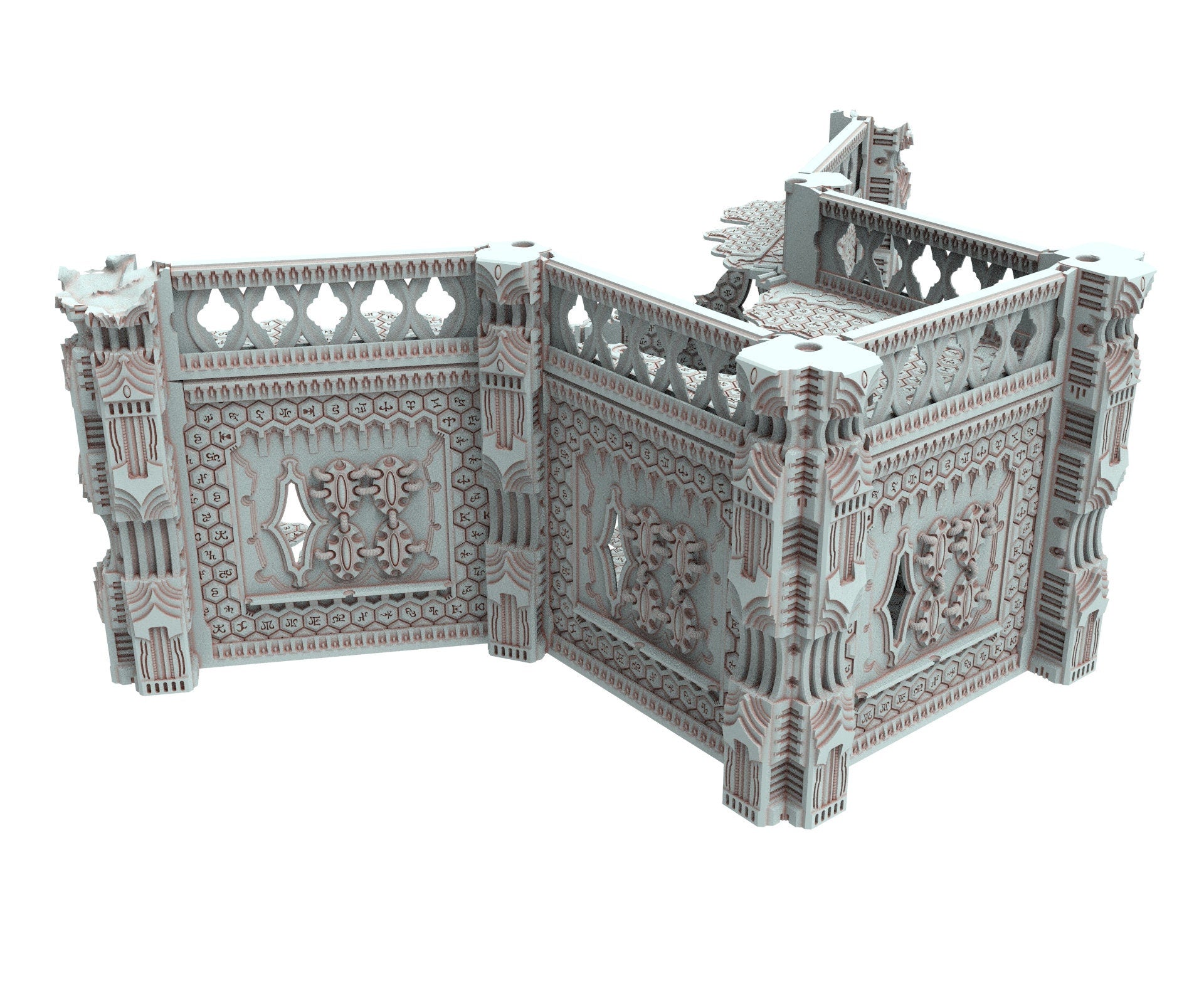 Dark city Ruined building elves eldar in PLA and resin usable for warmachine, Damocles, One Page Rule, Firefight, infinity, scifi wargame...