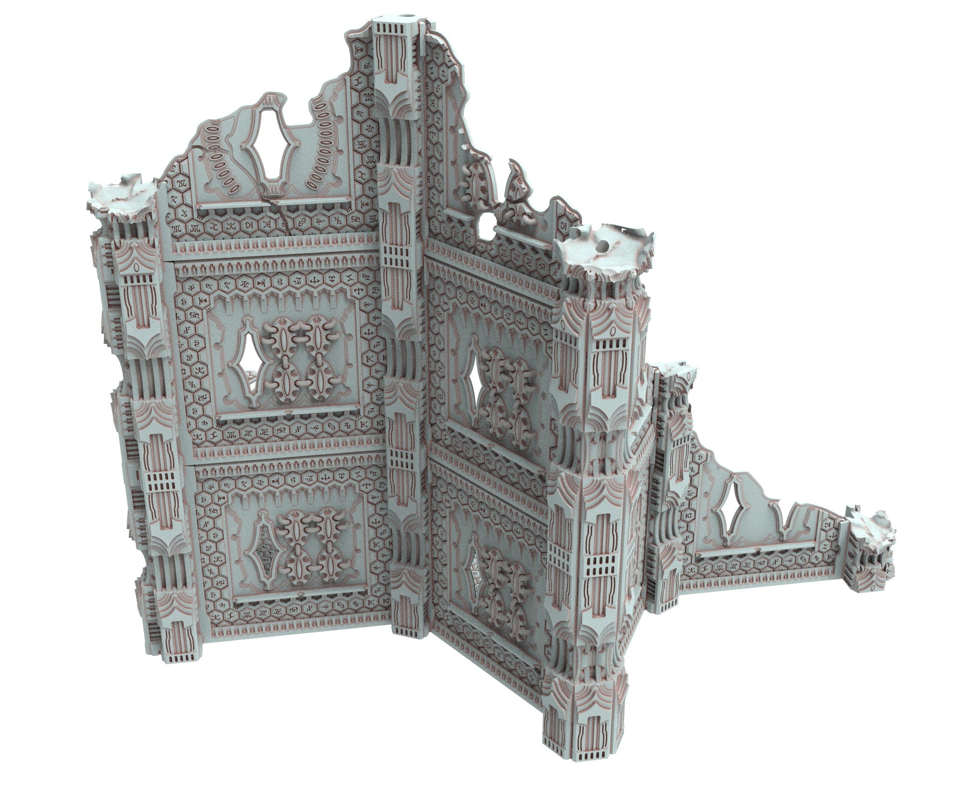 Dark city Ruined building elves eldar in PLA and resin usable for warmachine, Damocles, One Page Rule, Firefight, infinity, scifi wargame...