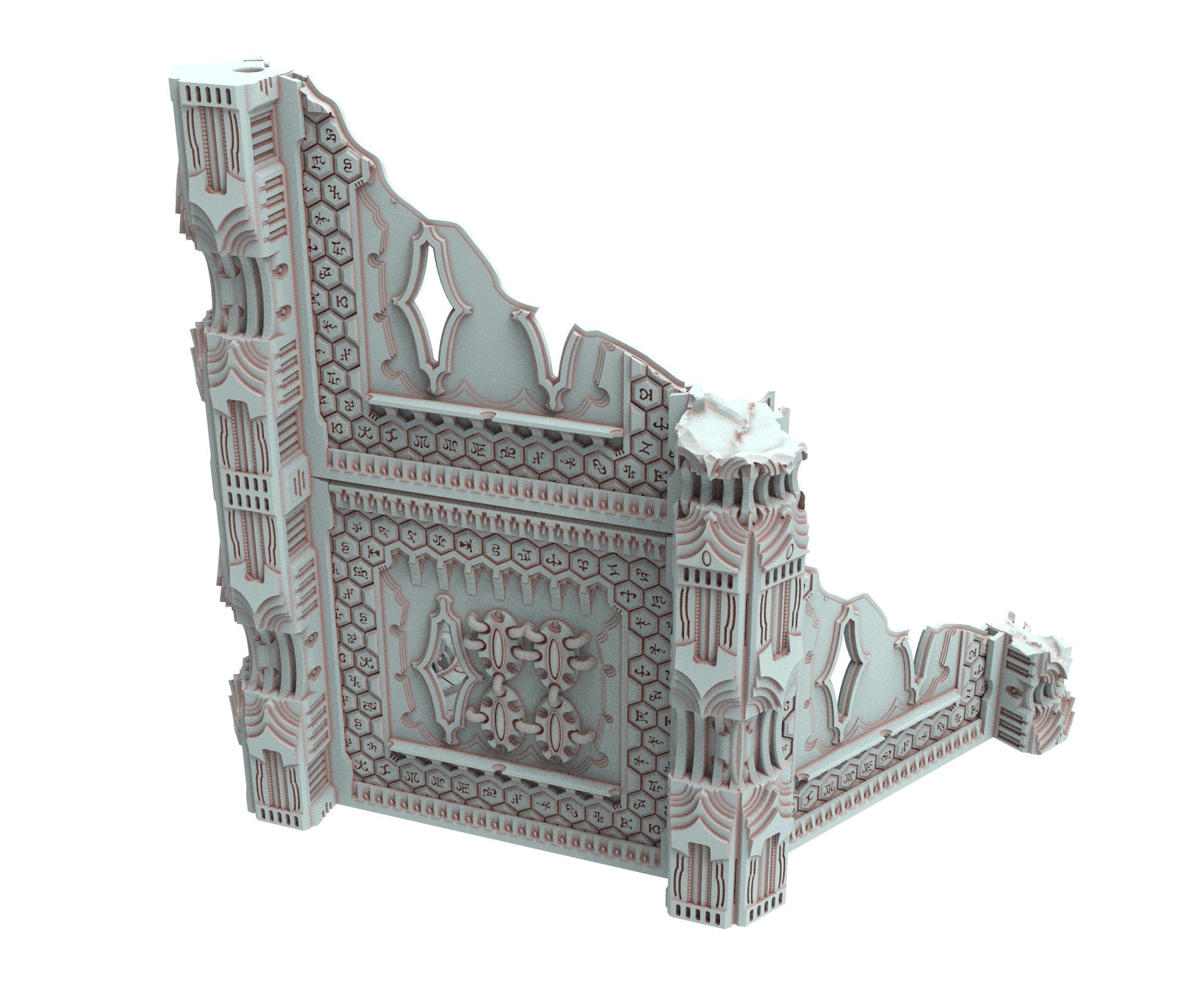 Dark city Ruined building elves eldar in PLA and resin usable for warmachine, Damocles, One Page Rule, Firefight, infinity, scifi wargame...