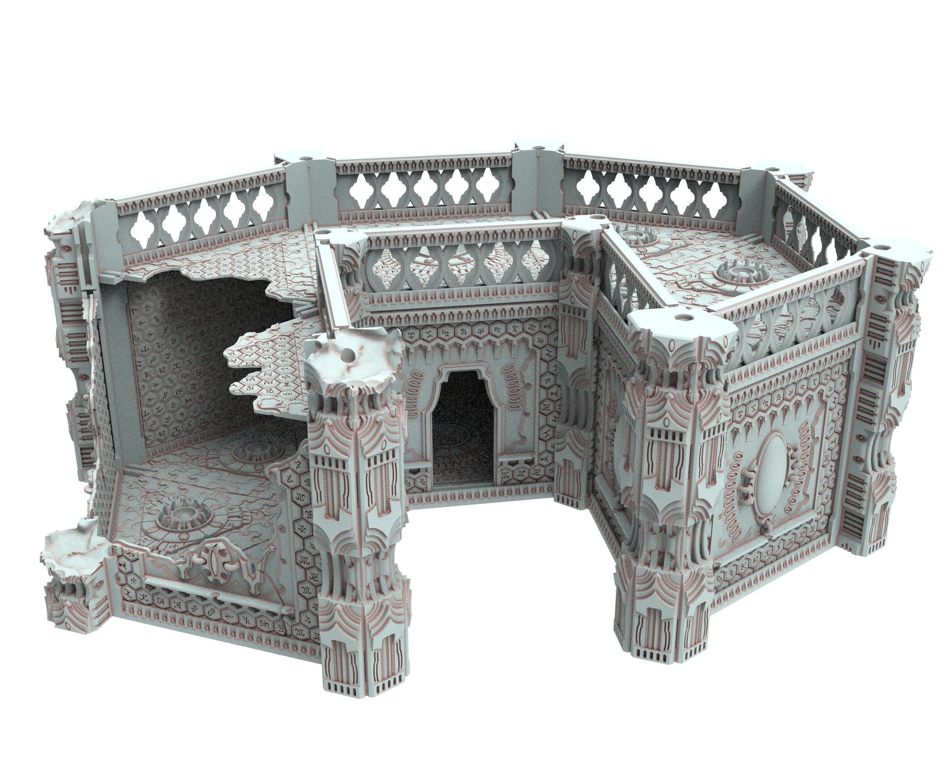 Dark city Ruined building elves eldar in PLA and resin usable for warmachine, Damocles, One Page Rule, Firefight, infinity, scifi wargame...