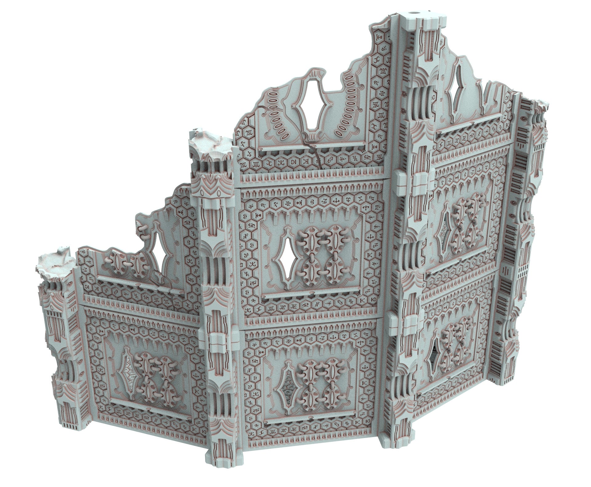 Dark city Ruined building elves eldar in PLA and resin usable for warmachine, Damocles, One Page Rule, Firefight, infinity, scifi wargame...