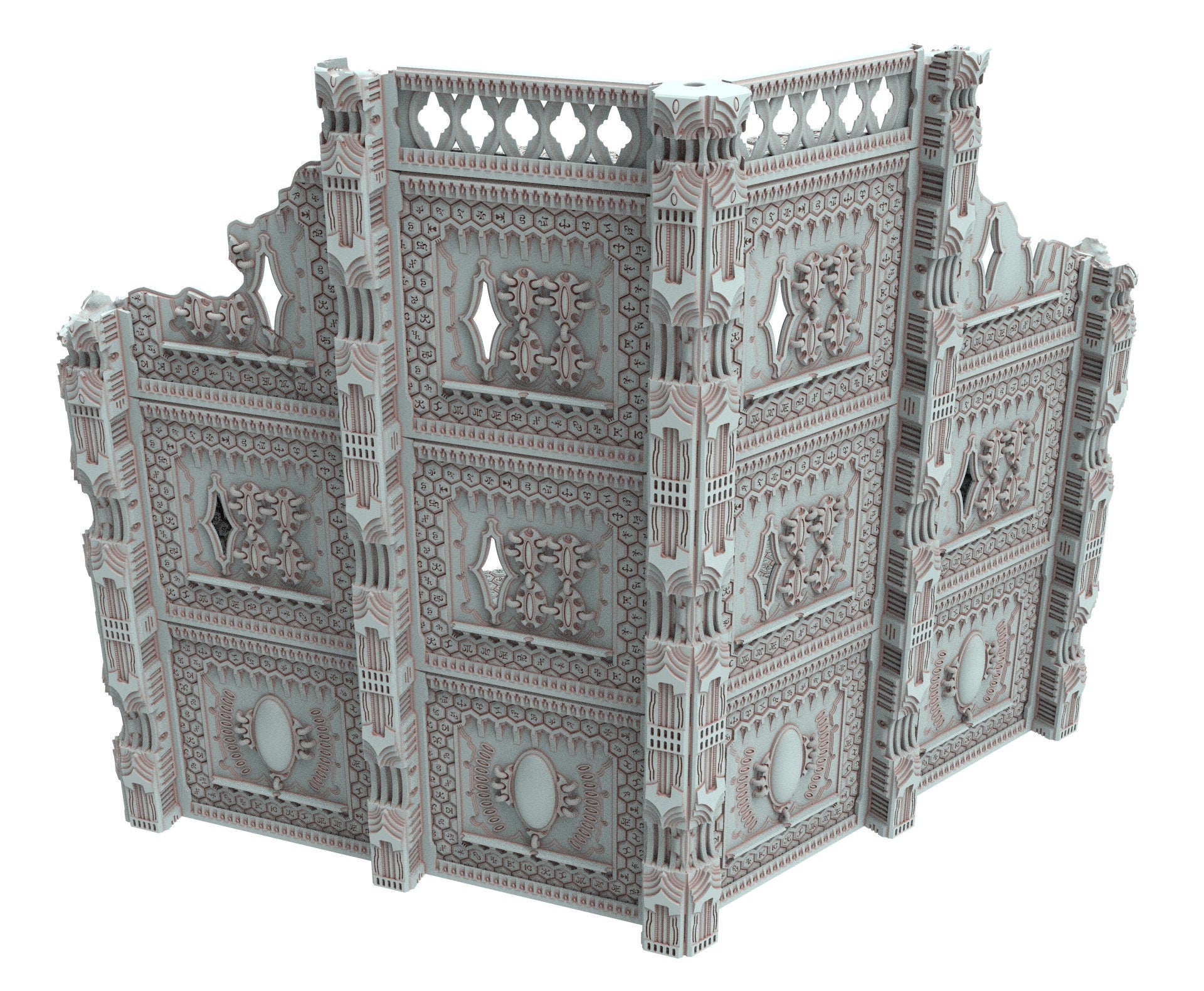 Dark city Ruined building elves eldar in PLA and resin usable for warmachine, Damocles, One Page Rule, Firefight, infinity, scifi wargame...