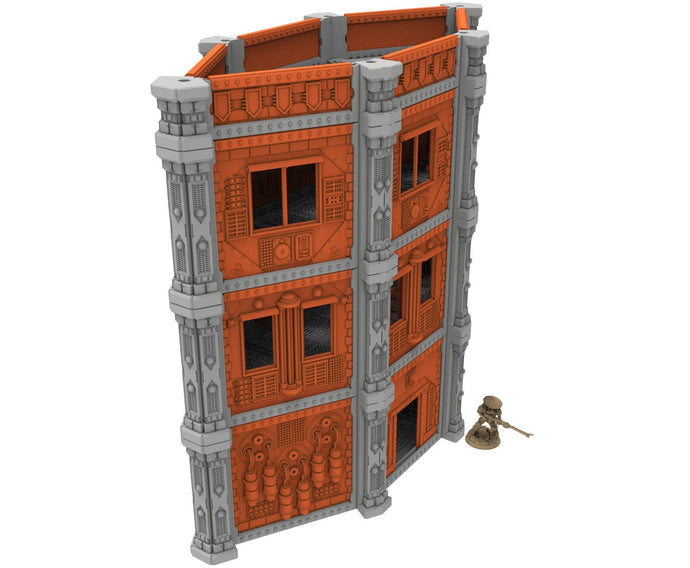 Industrial building printed in PLA and resin usable for warmachine, Damocles, One Page Rule, Firefight, infinity, scifi wargame...