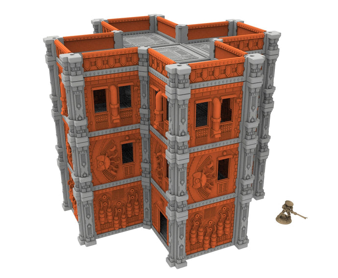 Industrial building printed in PLA and resin usable for warmachine, infinity, One Page Rules, Firefight, Damocles, scifi wargame...