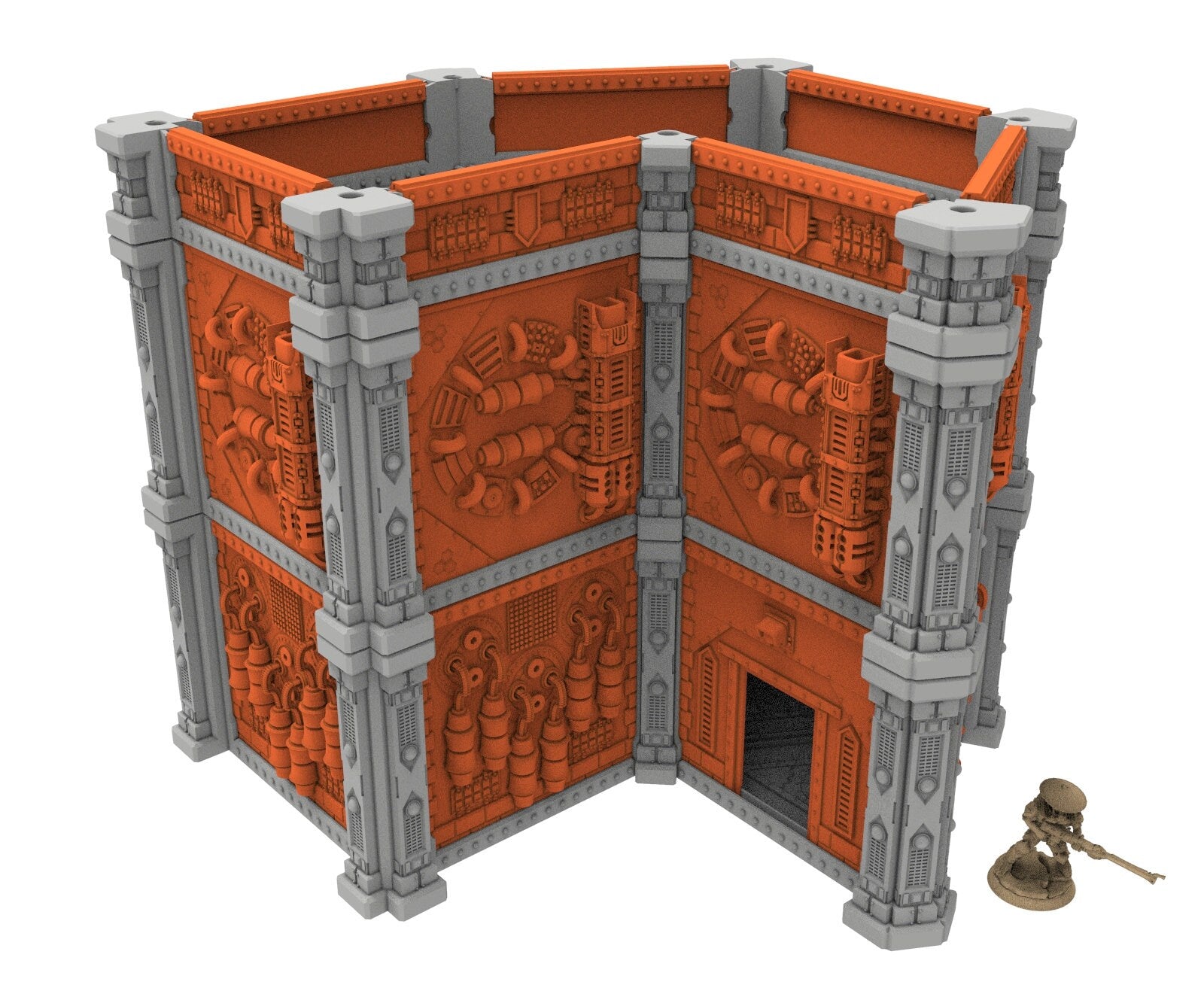 Industrial building printed in PLA and resin usable for warmachine, infinity, One Page Rules, Firefight, Damocles, scifi wargame...