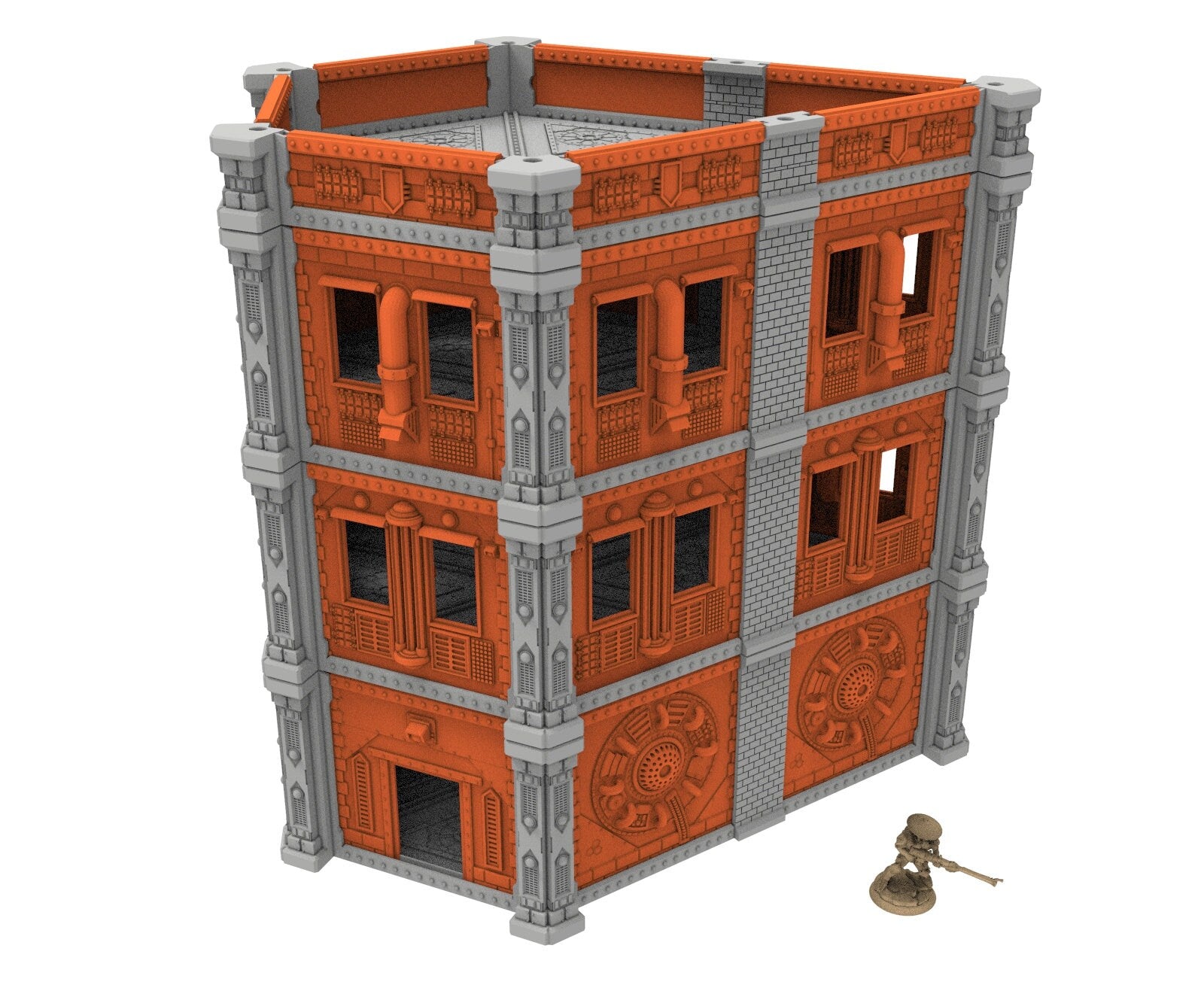 Industrial building printed in PLA and resin usable for warmachine, Damocles, One Page Rule, Firefight, infinity, scifi wargame...