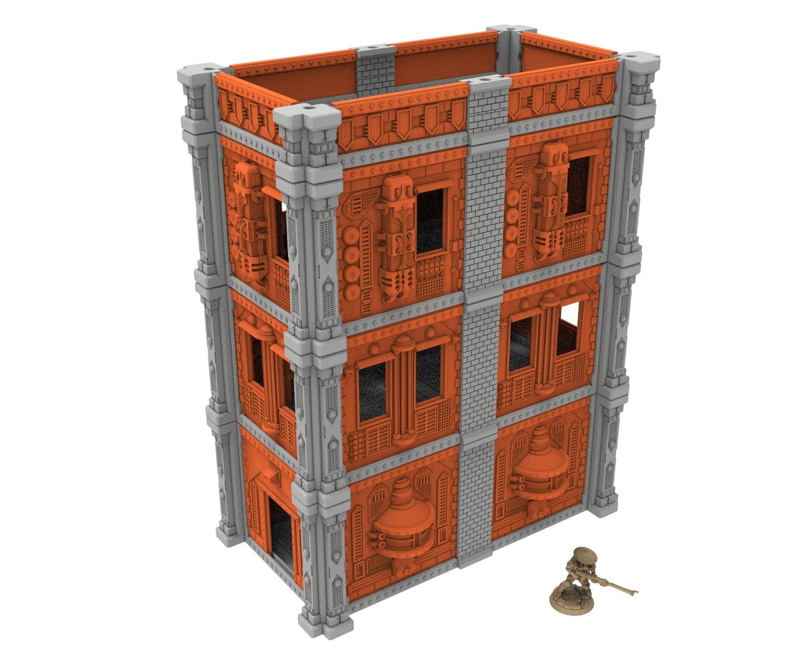 Industrial building printed in PLA and resin usable for warmachine, Damocles, One Page Rule, Firefight, infinity, scifi wargame...