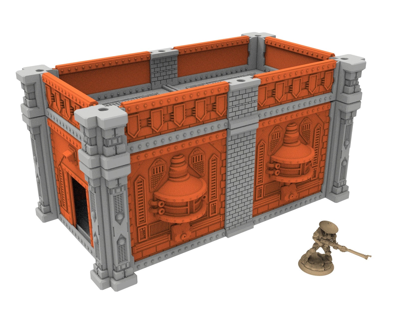 Industrial building printed in PLA and resin usable for warmachine, Damocles, One Page Rule, Firefight, infinity, scifi wargame...