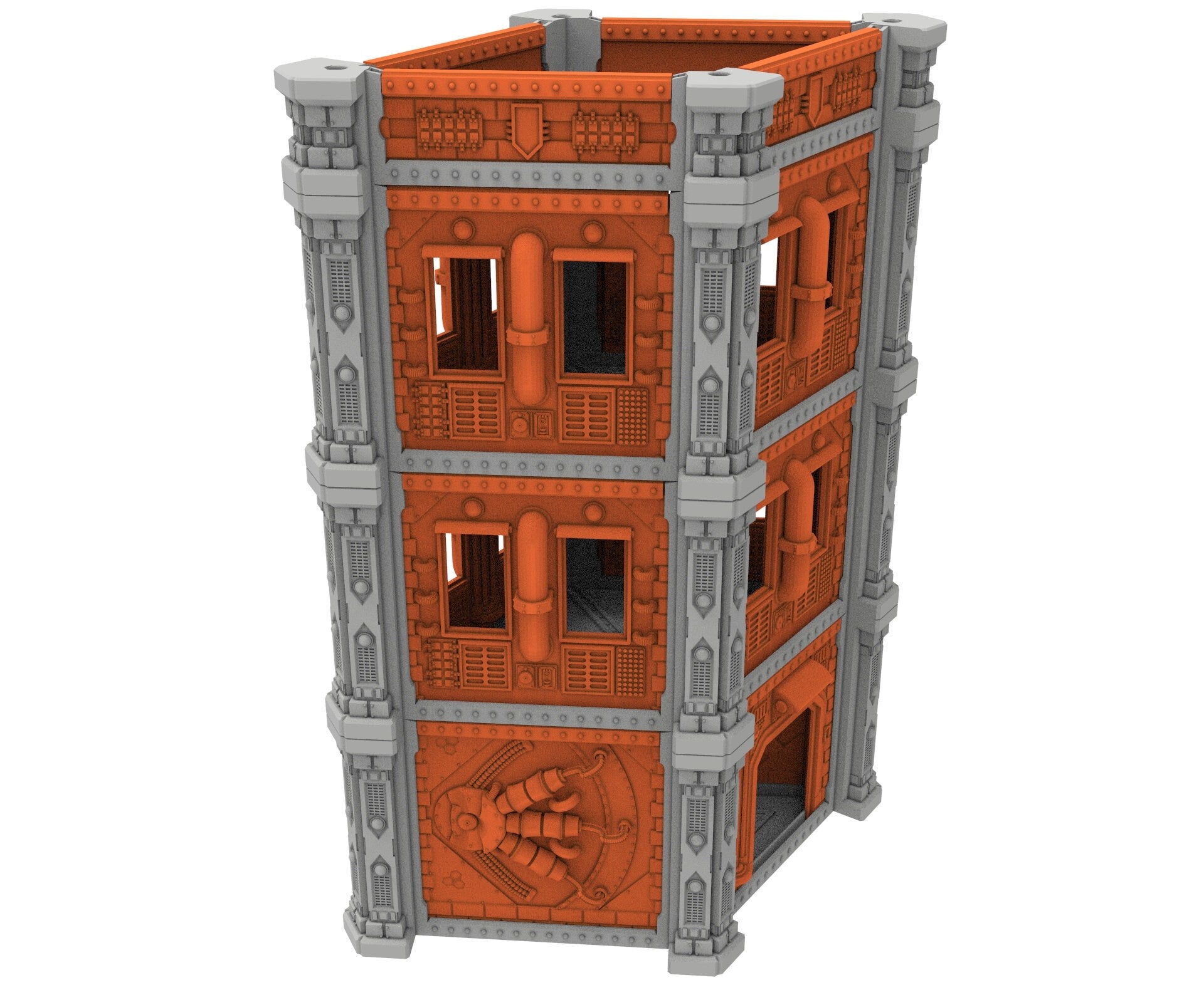 Industrial building printed in PLA and resin usable for warmachine, Damocles, One Page Rule, Firefight, infinity, scifi wargame...
