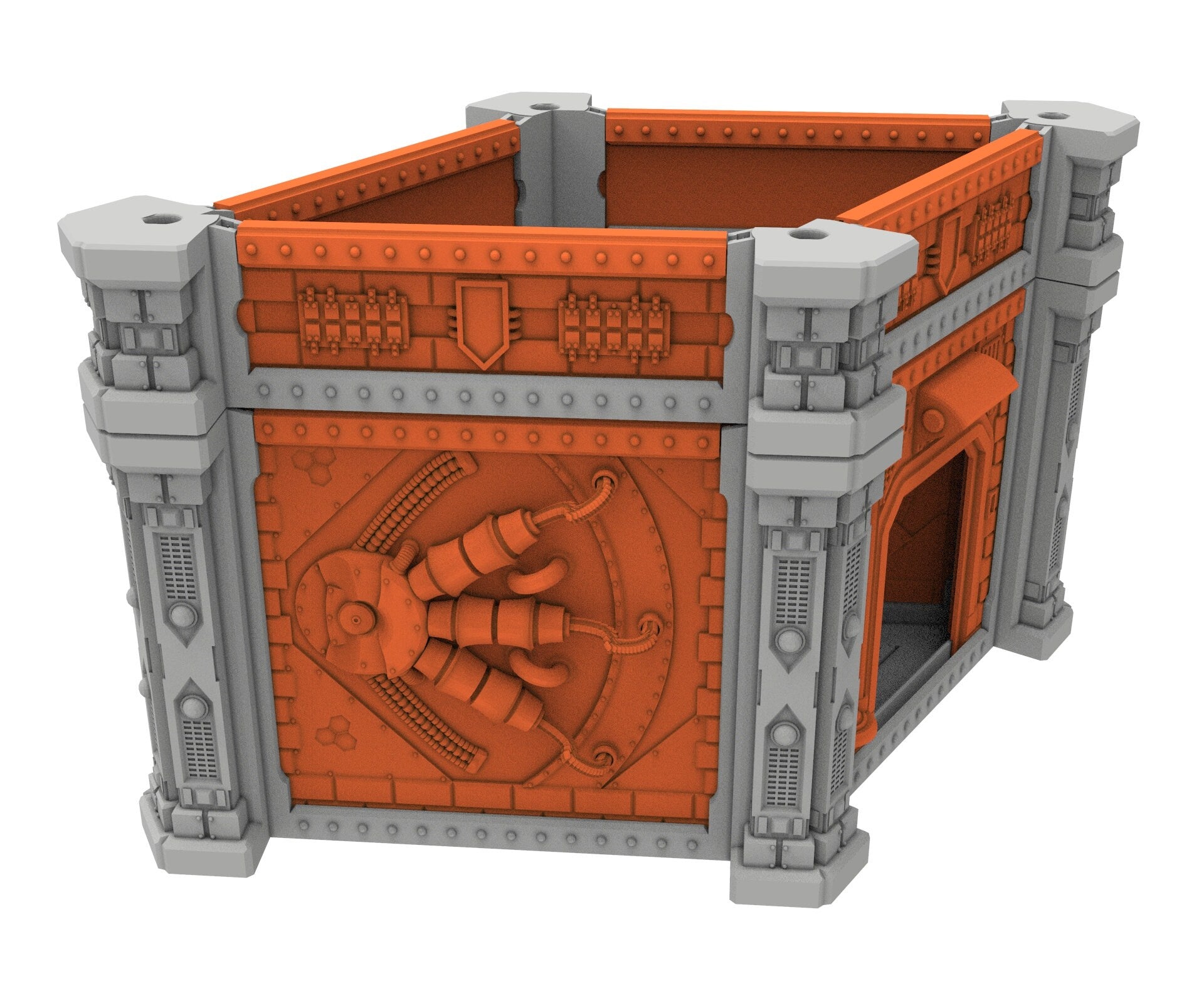 Industrial building printed in PLA and resin usable for warmachine, Damocles, One Page Rule, Firefight, infinity, scifi wargame...