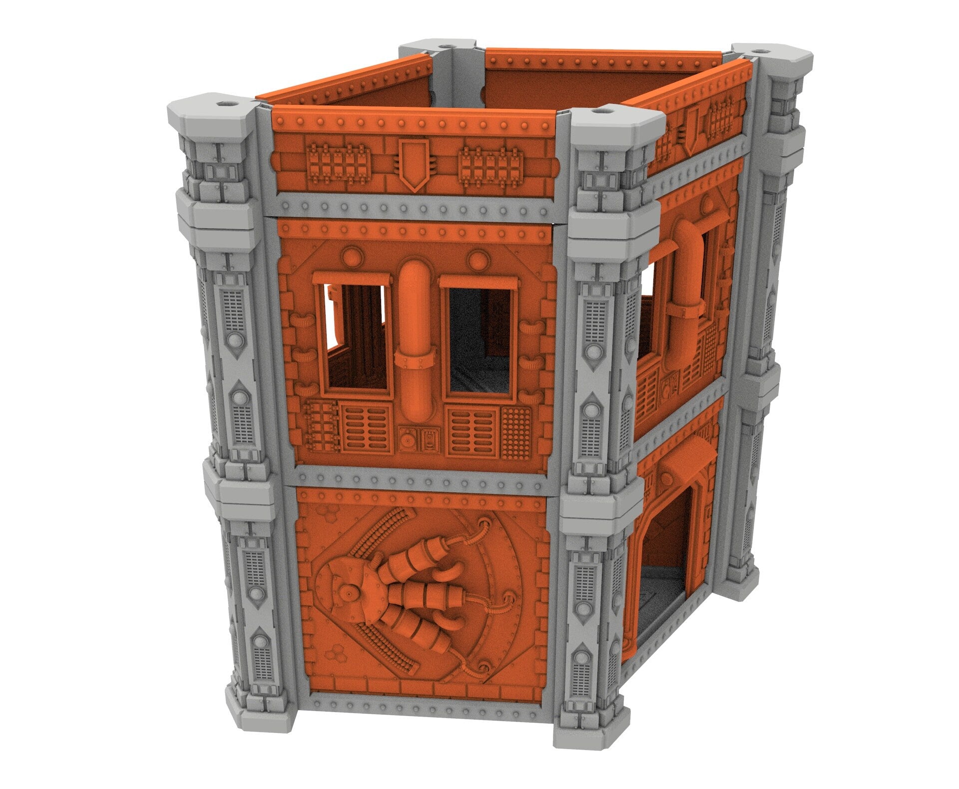 Industrial building printed in PLA and resin usable for warmachine, Damocles, One Page Rule, Firefight, infinity, scifi wargame...