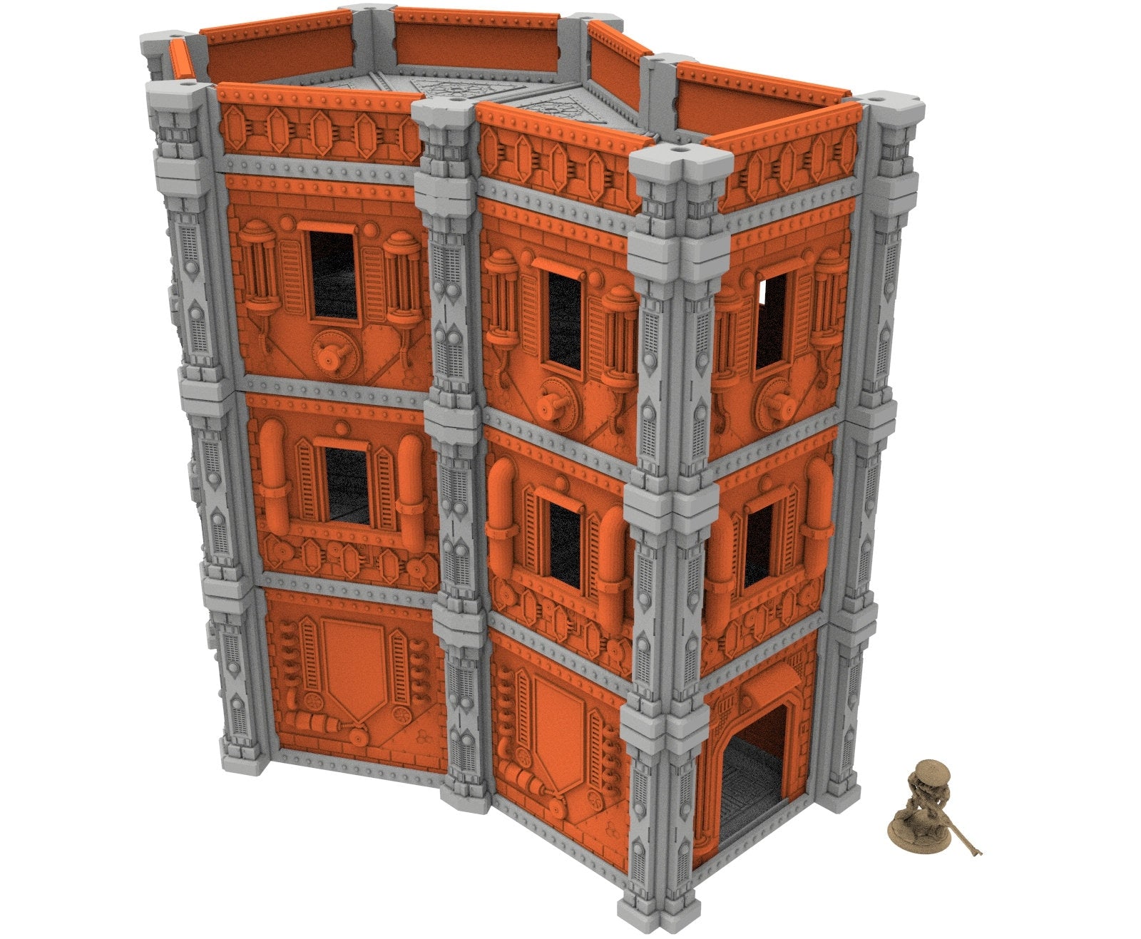 Industrial building printed in PLA and resin usable for warmachine, Damocles, One Page Rule, Firefight, infinity, scifi wargame...