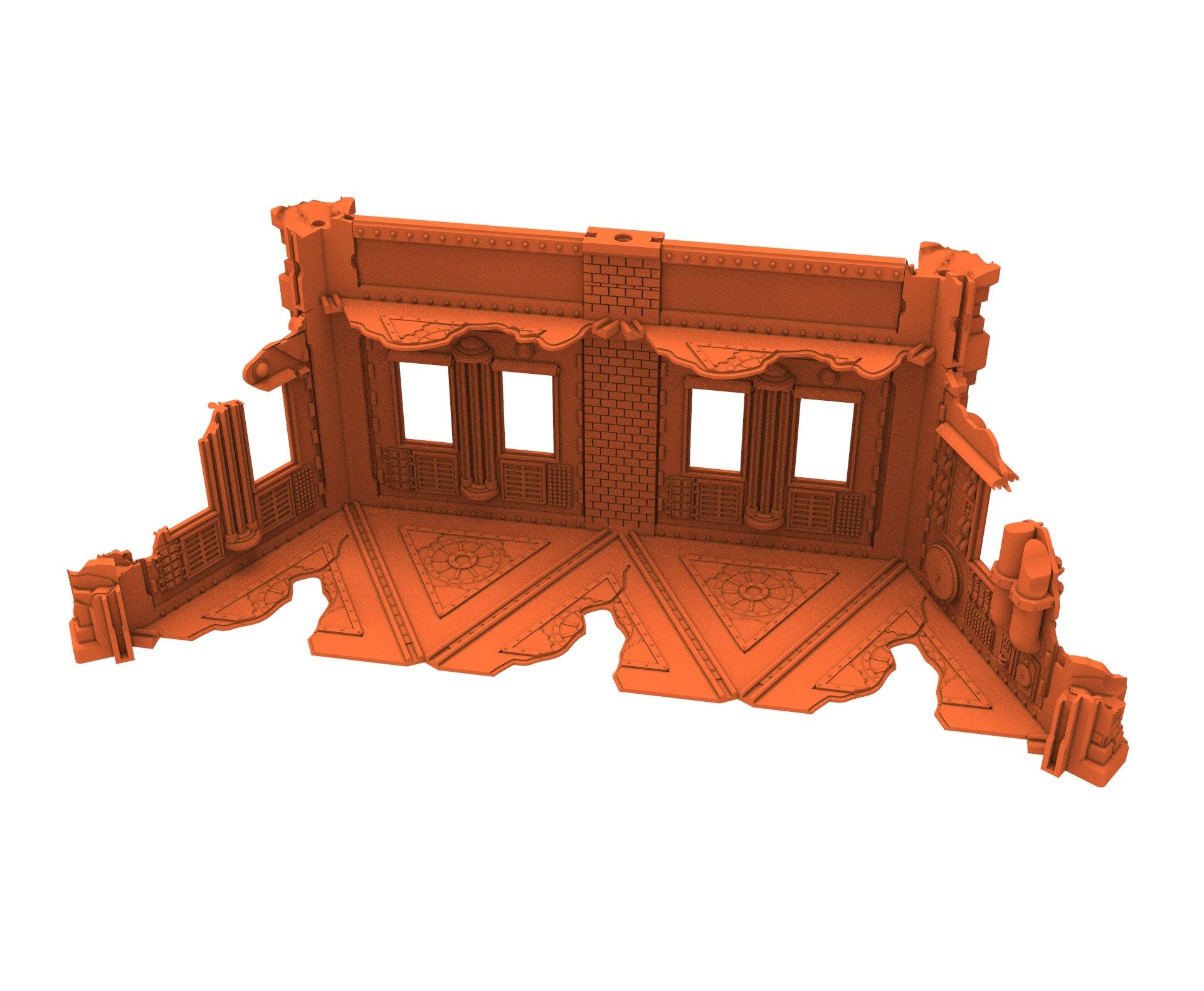 Industrial Ruined building printed in PLA and resin usable for warmachine, Damocles, One Page Rule, Firefight, infinity, scifi wargame...