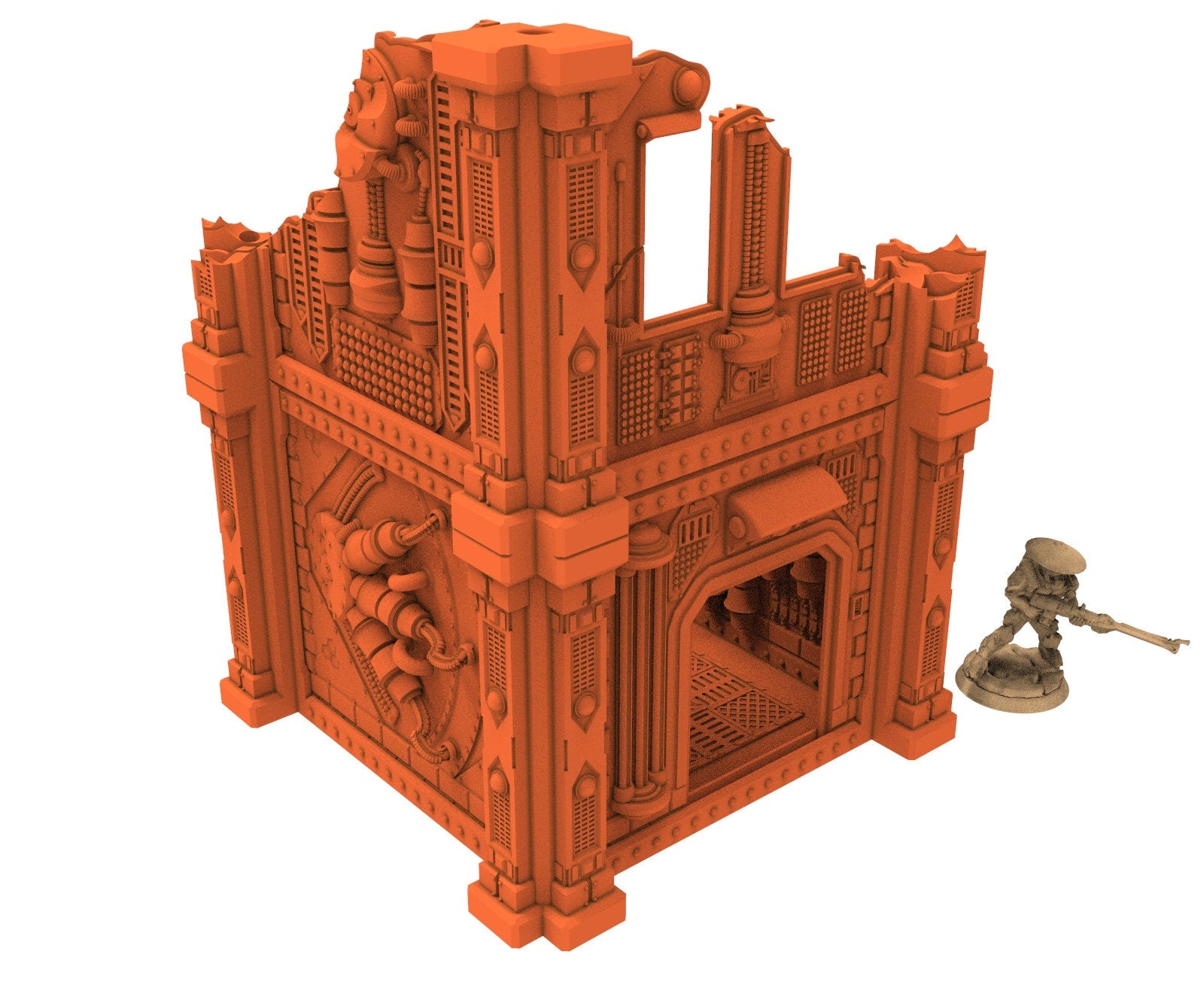 Industrial Ruined building printed in PLA and resin usable for warmachine, Damocles, One Page Rule, Firefight, infinity, scifi wargame...