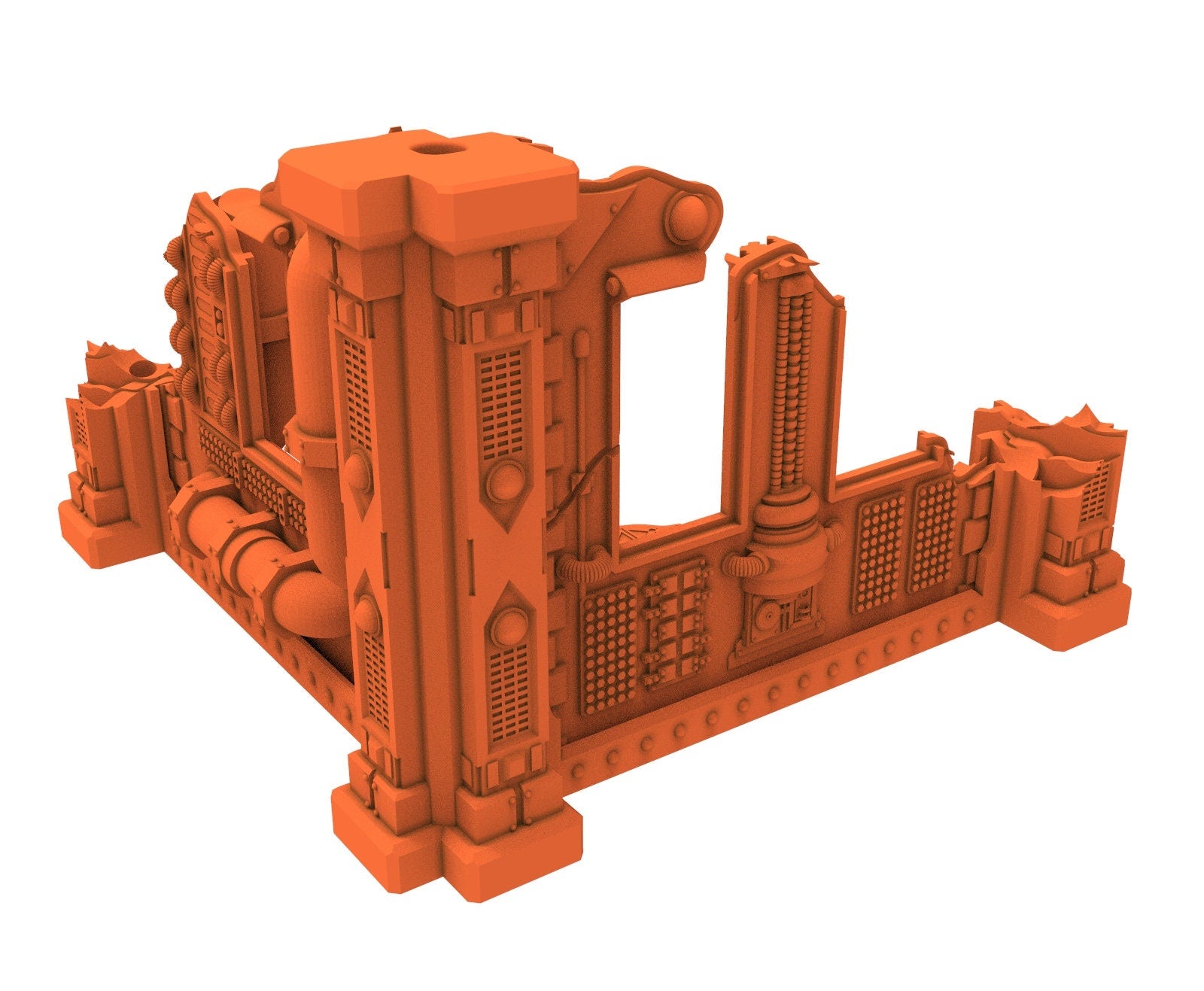 Industrial Ruined building printed in PLA and resin usable for warmachine, Damocles, One Page Rule, Firefight, infinity, scifi wargame...